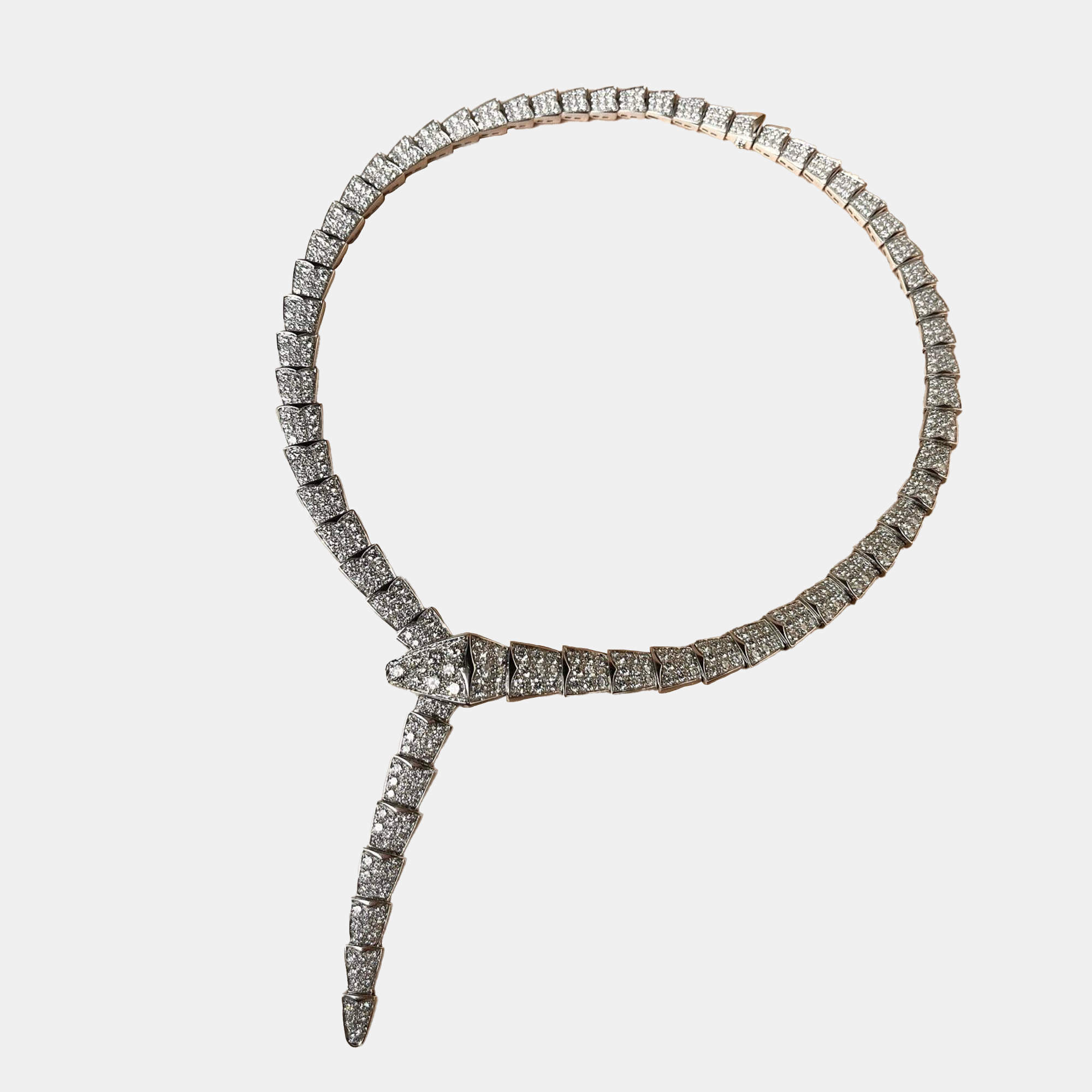 Pre Owned Bvlgari Serpenti Viper 18K White Gold and Diamond Necklace