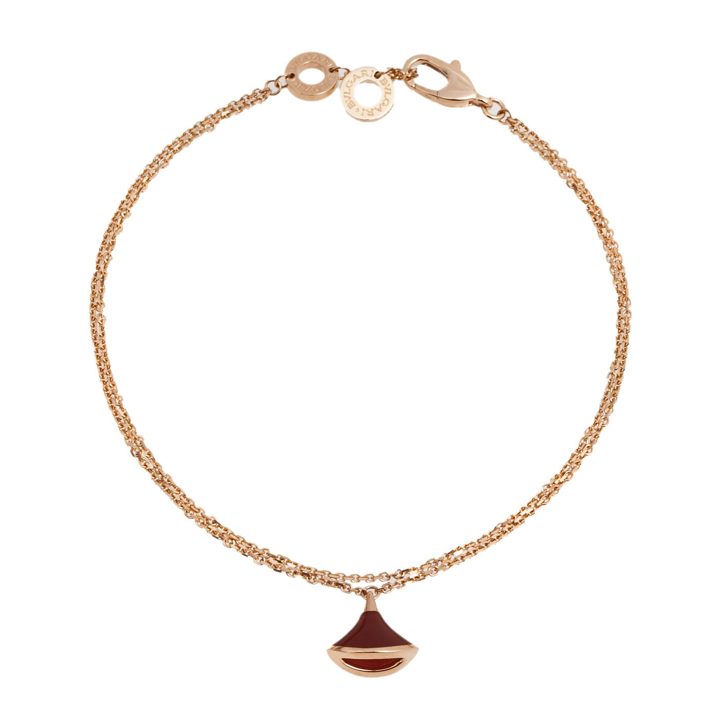 Pre Owned Bvlgari Divas' Dream Carnelian 18K Rose Gold Bracelet M/L