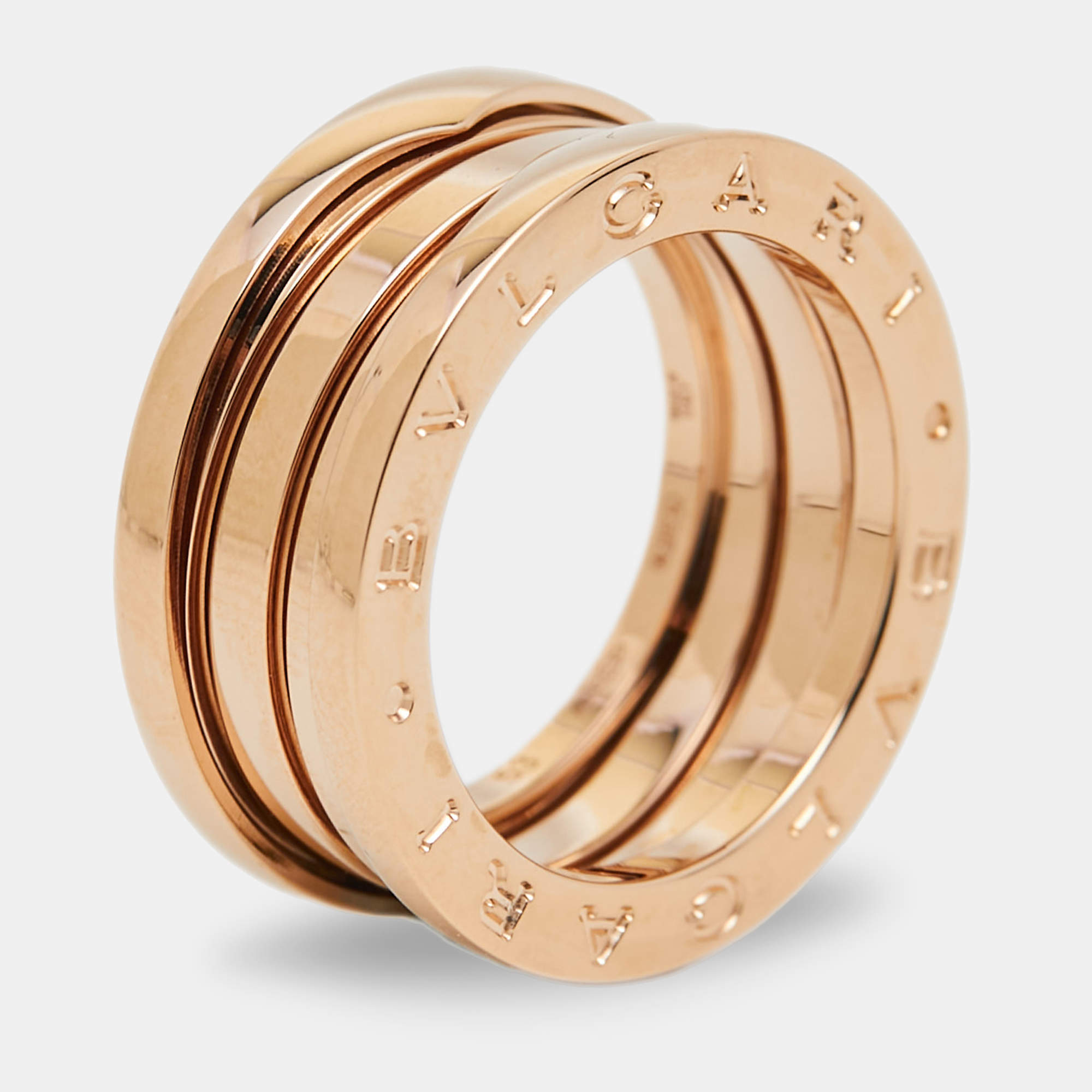 Bvlgari B.Zero1 18k Rose Gold 3 Band Ring Size 53
