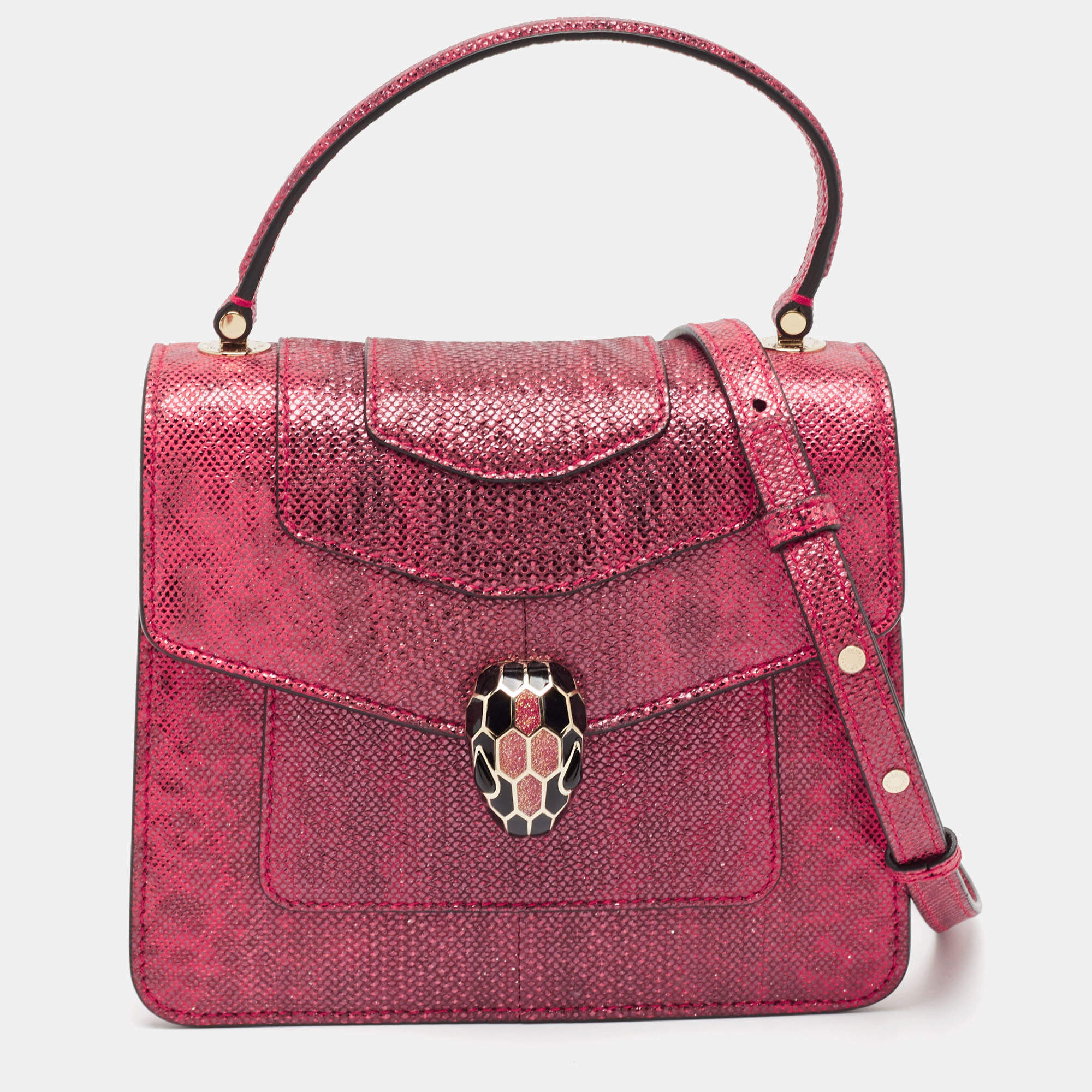 Bvlgari Red Karung Serpenti Forever Flap Top Handle Bag
