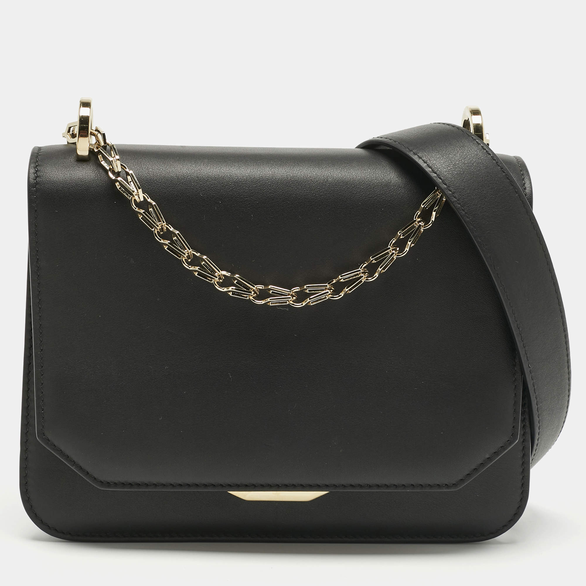 Pre Owned Bvlgari Black Leather Serpenti Hypnotic Shoulder Bag