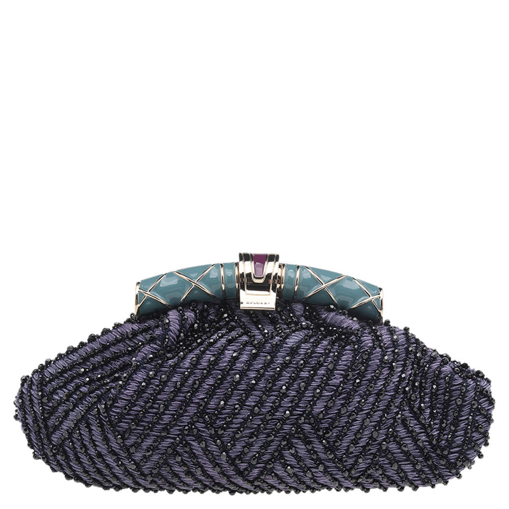 Pre Owned Bvlgari Multicolour Beaded Satin Clutch