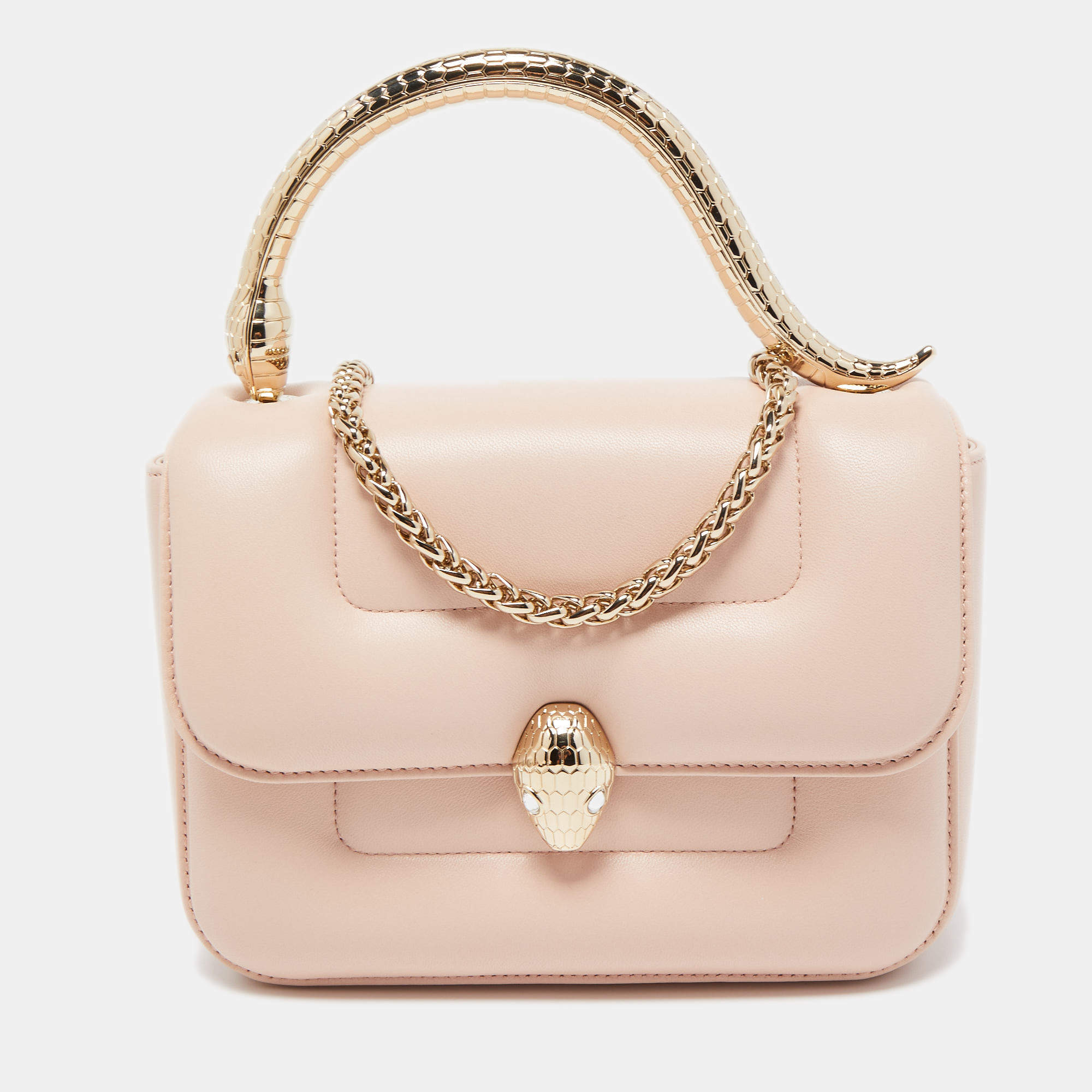 Pre Owned Bvlgari x Mary Katrantzou Light Pink Leather Serpenti Metamorphosis Bag