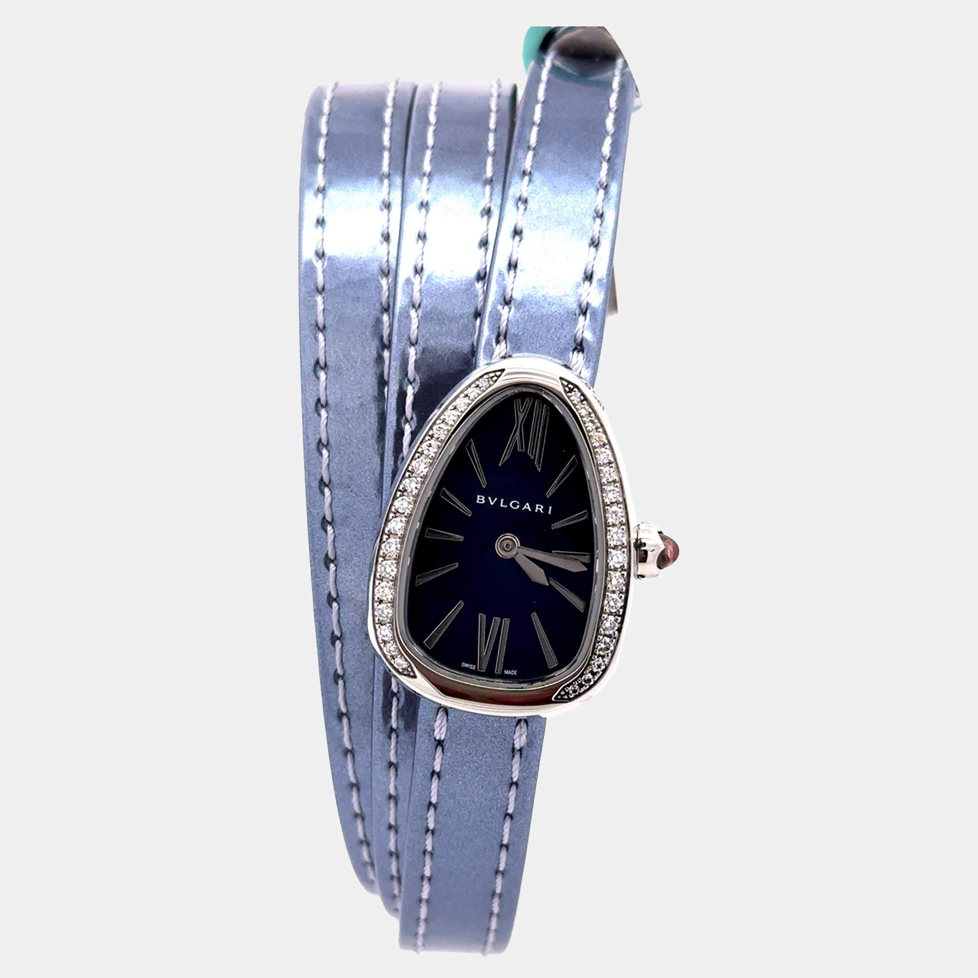 Pre Owned Bvlgari Serpenti 102967 Quartz Blue Stainless Steel Women’s Wristwatch 35 mm