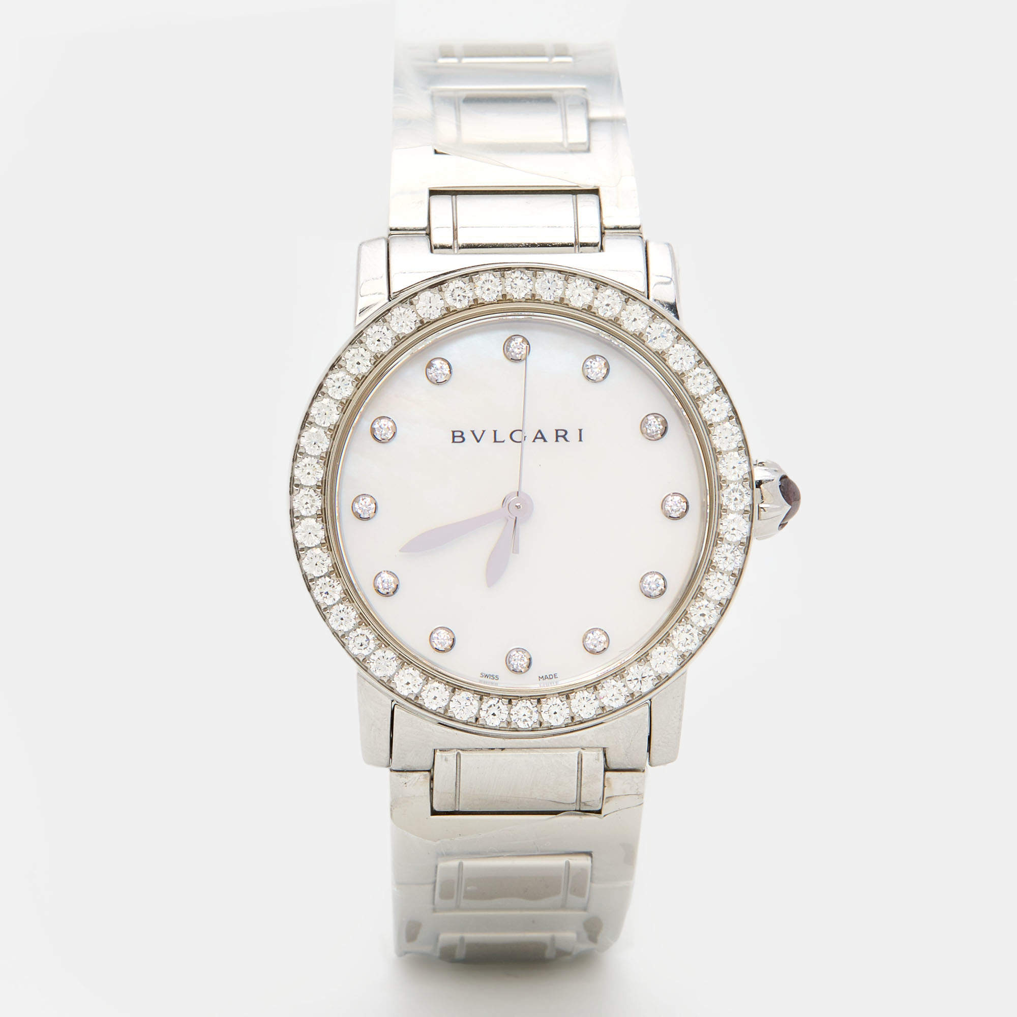 Bvlgari Mother of Pearl Diamond Stainless Steeel Bvlgari Bvlgari BBL33WSDS/12 Women's Wristwatch 33 mm
