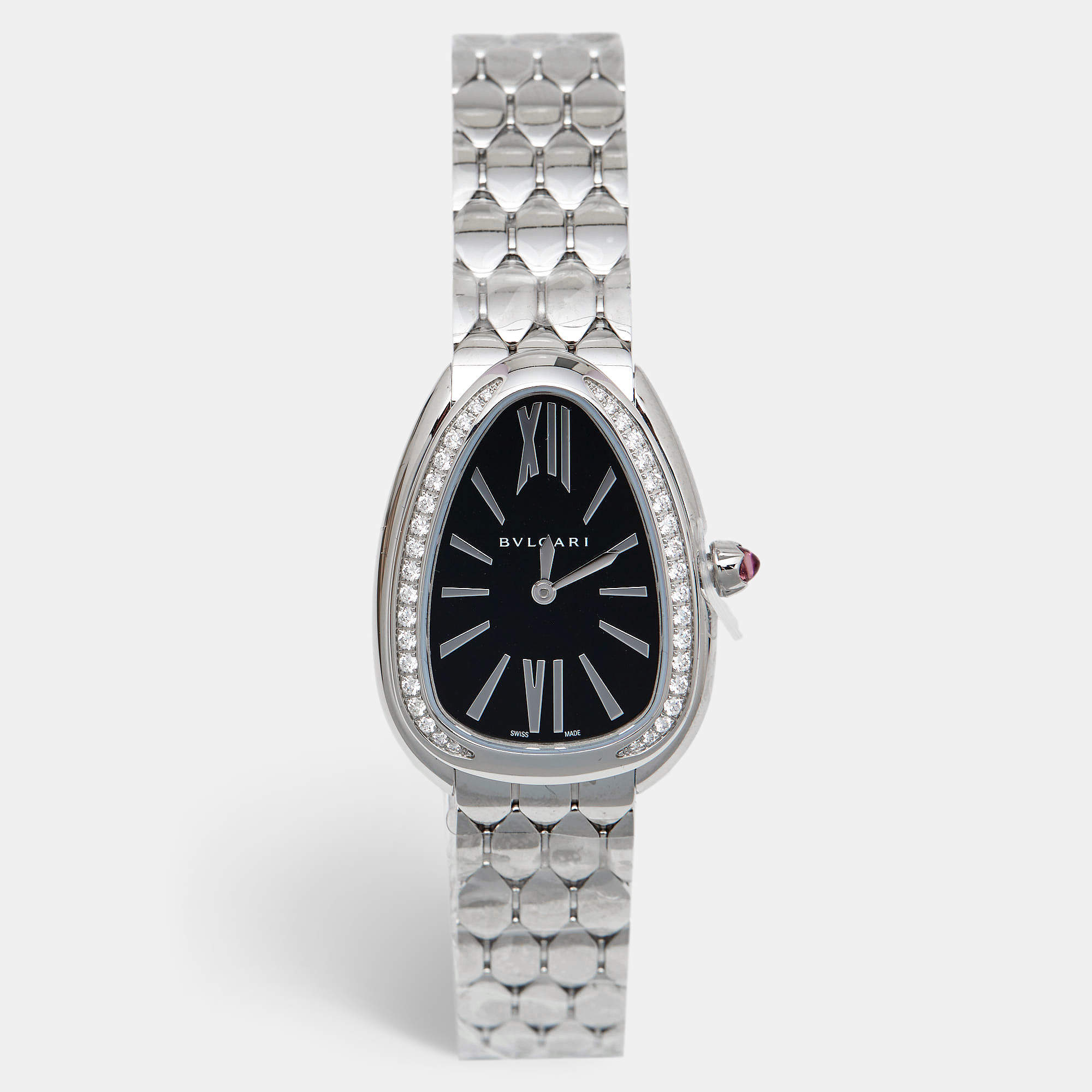 Pre Owned ساعة يد نسائية بلغاري سيربنتي سيدوتوري 103449  ألماس ستانلس ستيل سوداء 33مم