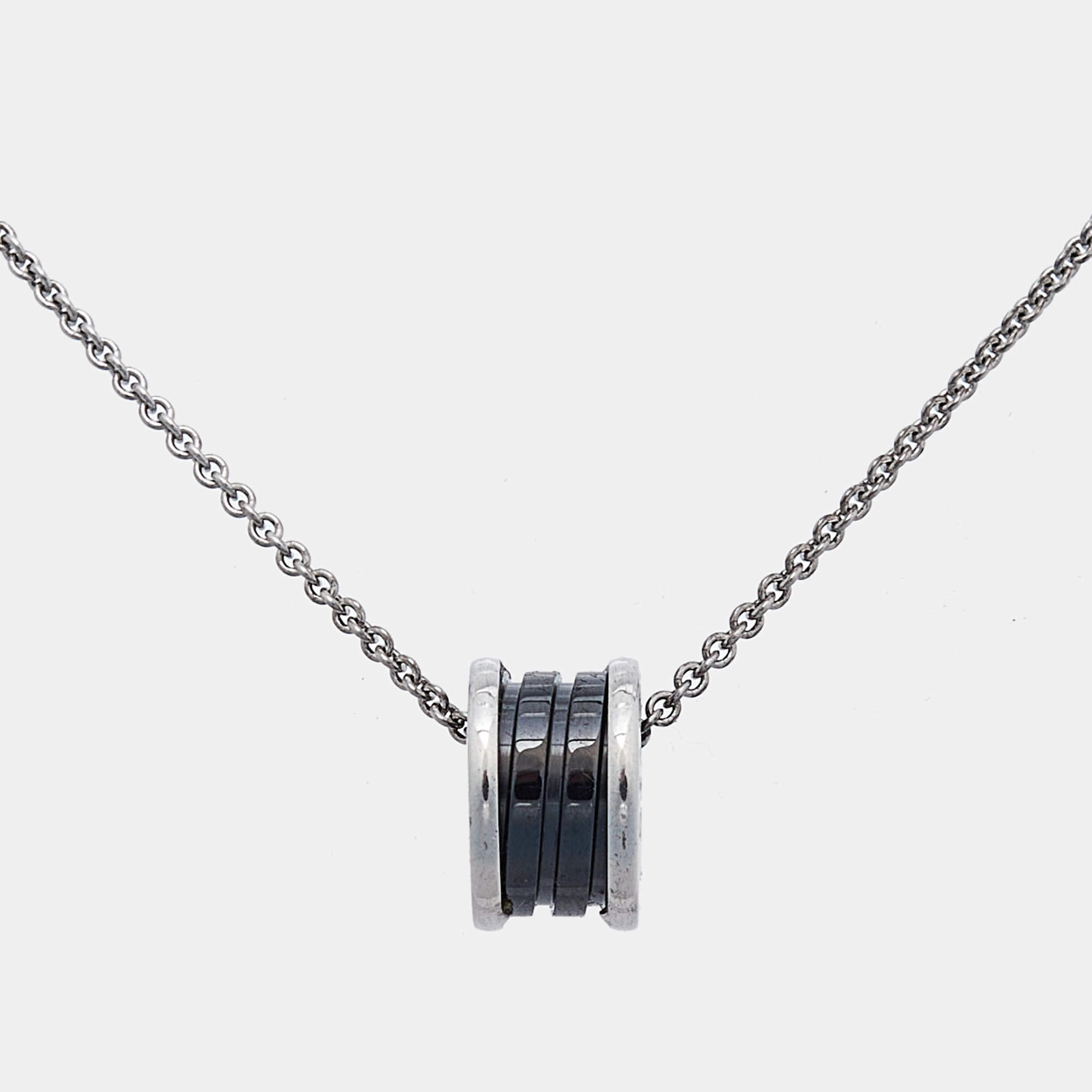 Pre Owned Bvlgari B.Zero1 Ceramic Sterling Silver Pendant Necklace