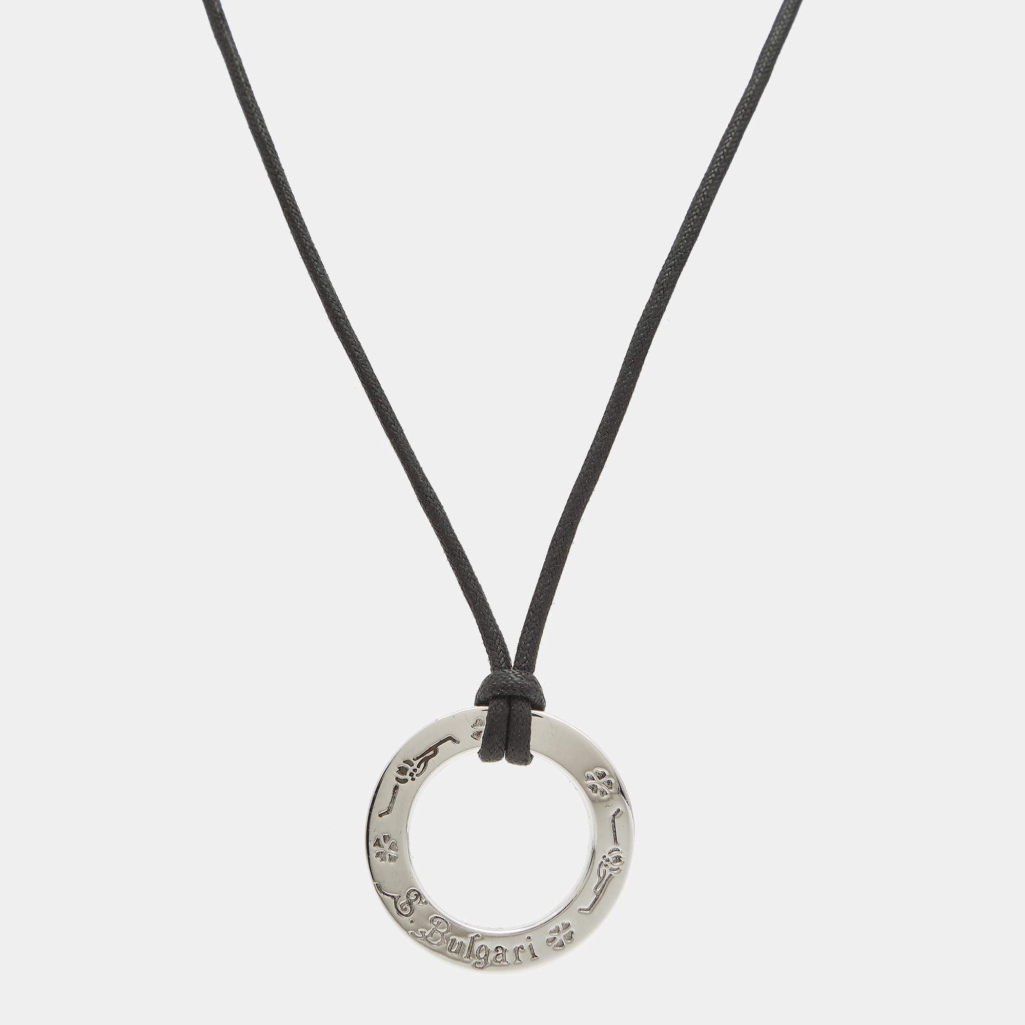 Bvlgari Save the Children Circle Sterling Silver Cord Pendant Necklace