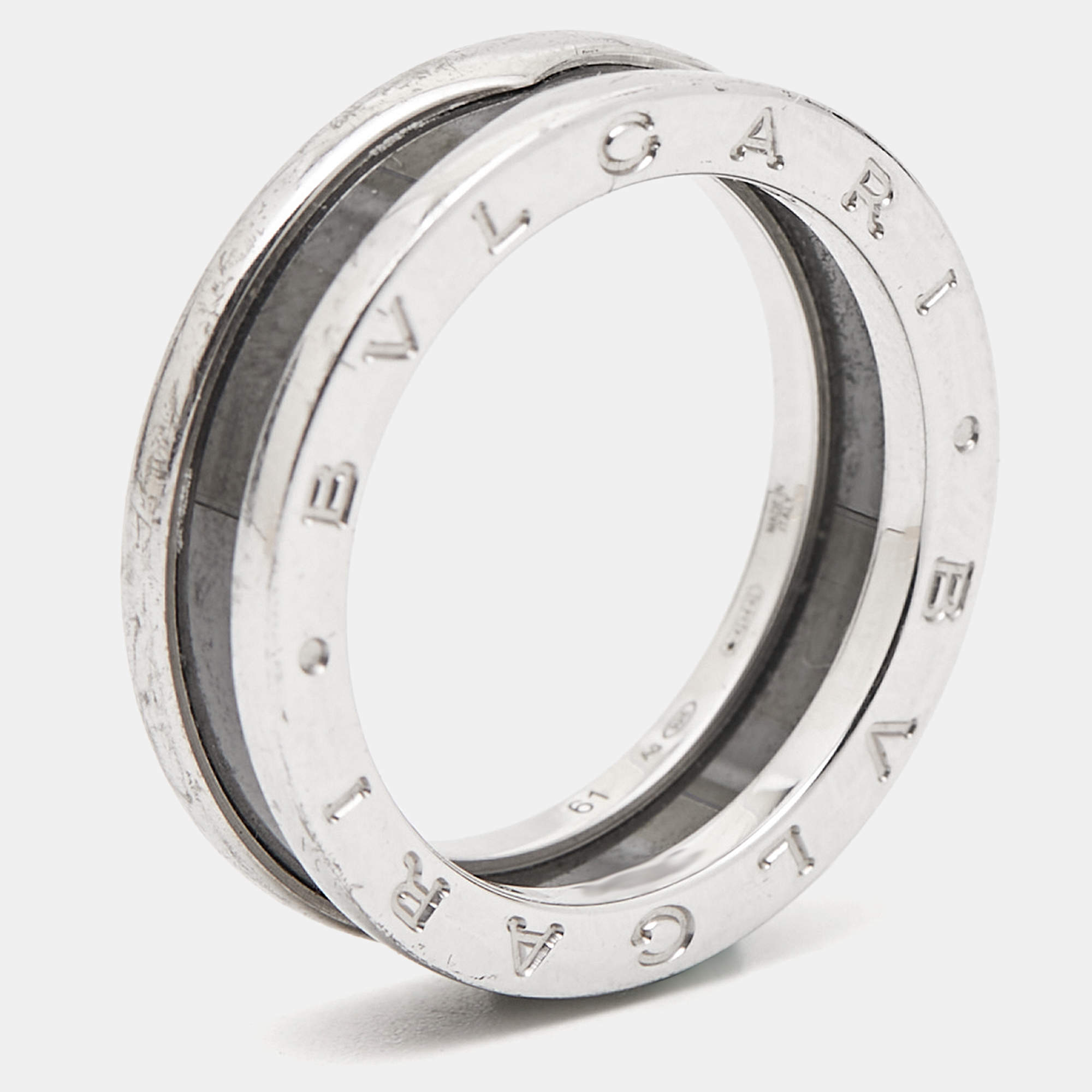 Bvlgari B.Zero1 Save the Children Ceramic Sterling Silver Ring Size 61