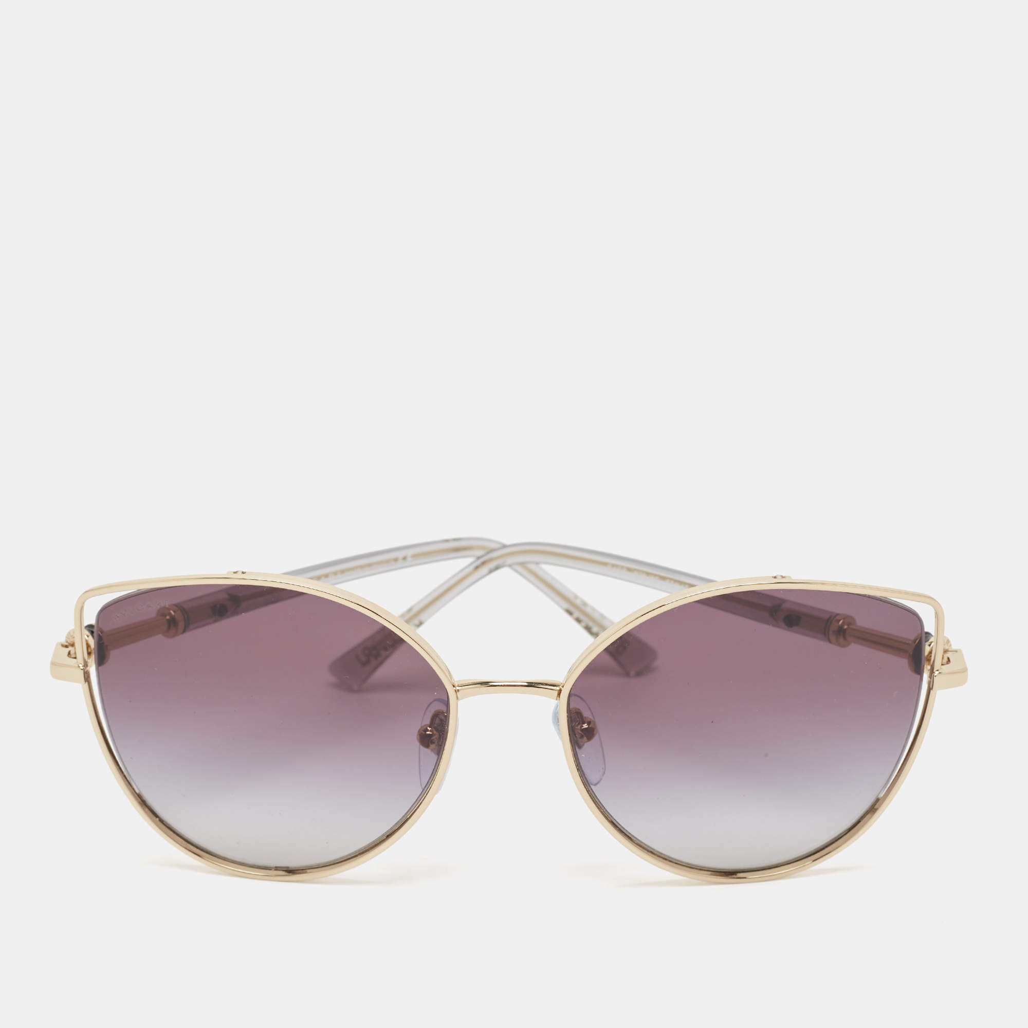 Pre Owned Bvlgari Black Gold Tone BV 6168 Cat Eye Sunglasses