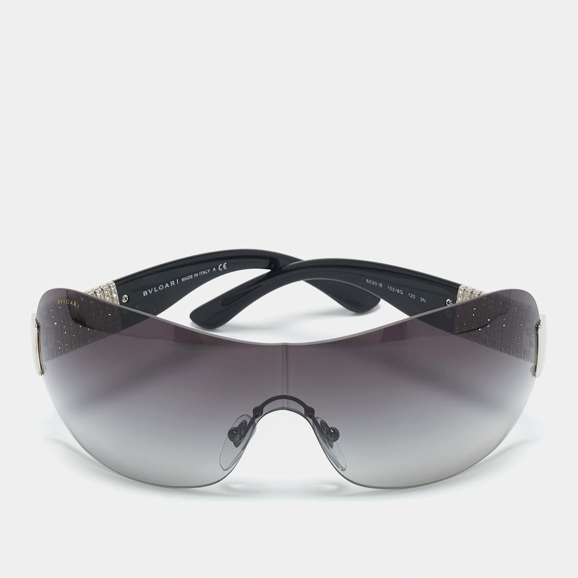 Bvlgari Black Gradient 6030-B Crystals Shield Sunglasses