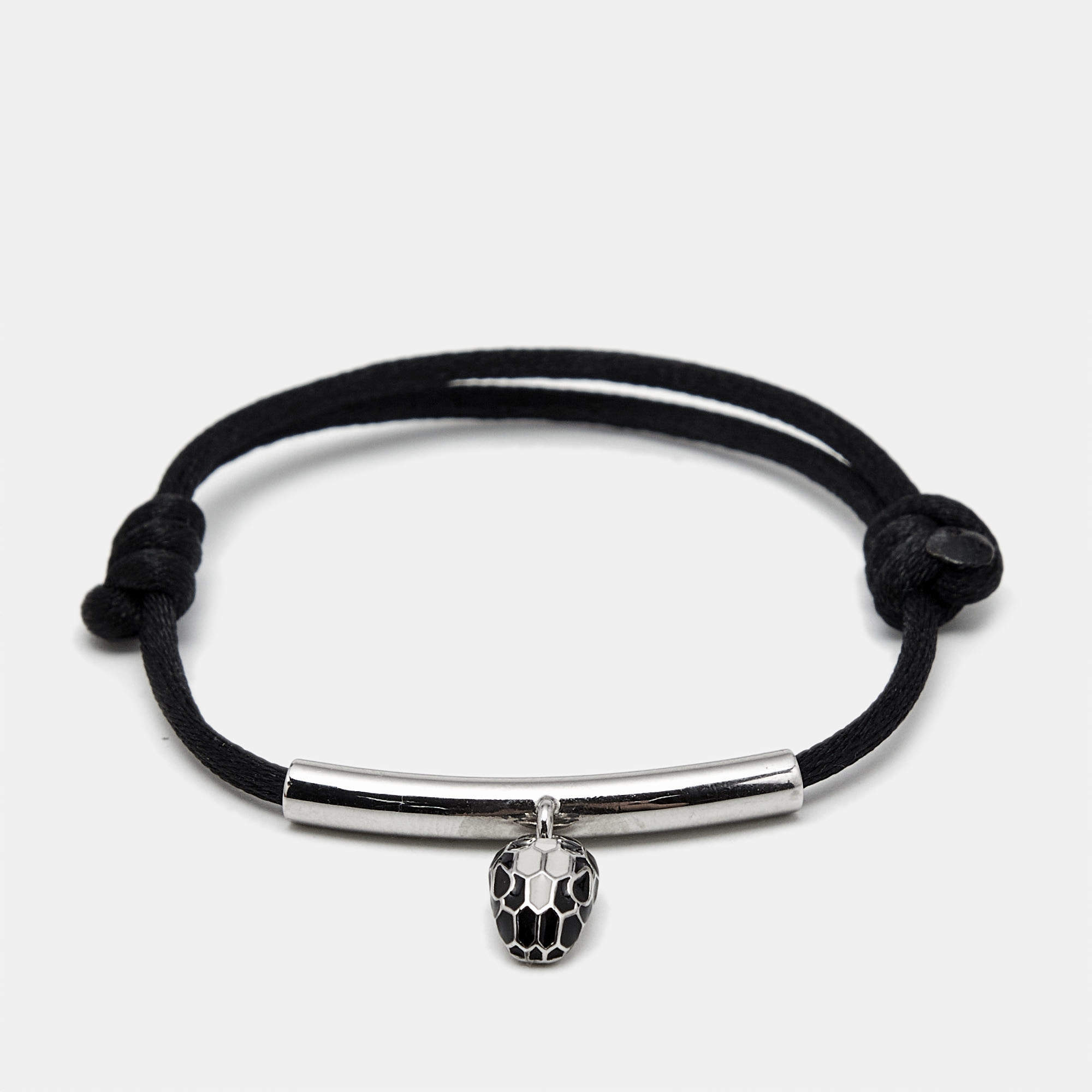 Bvlgari Serpenti Forever Enamel Silver Tone Cord Bracelet