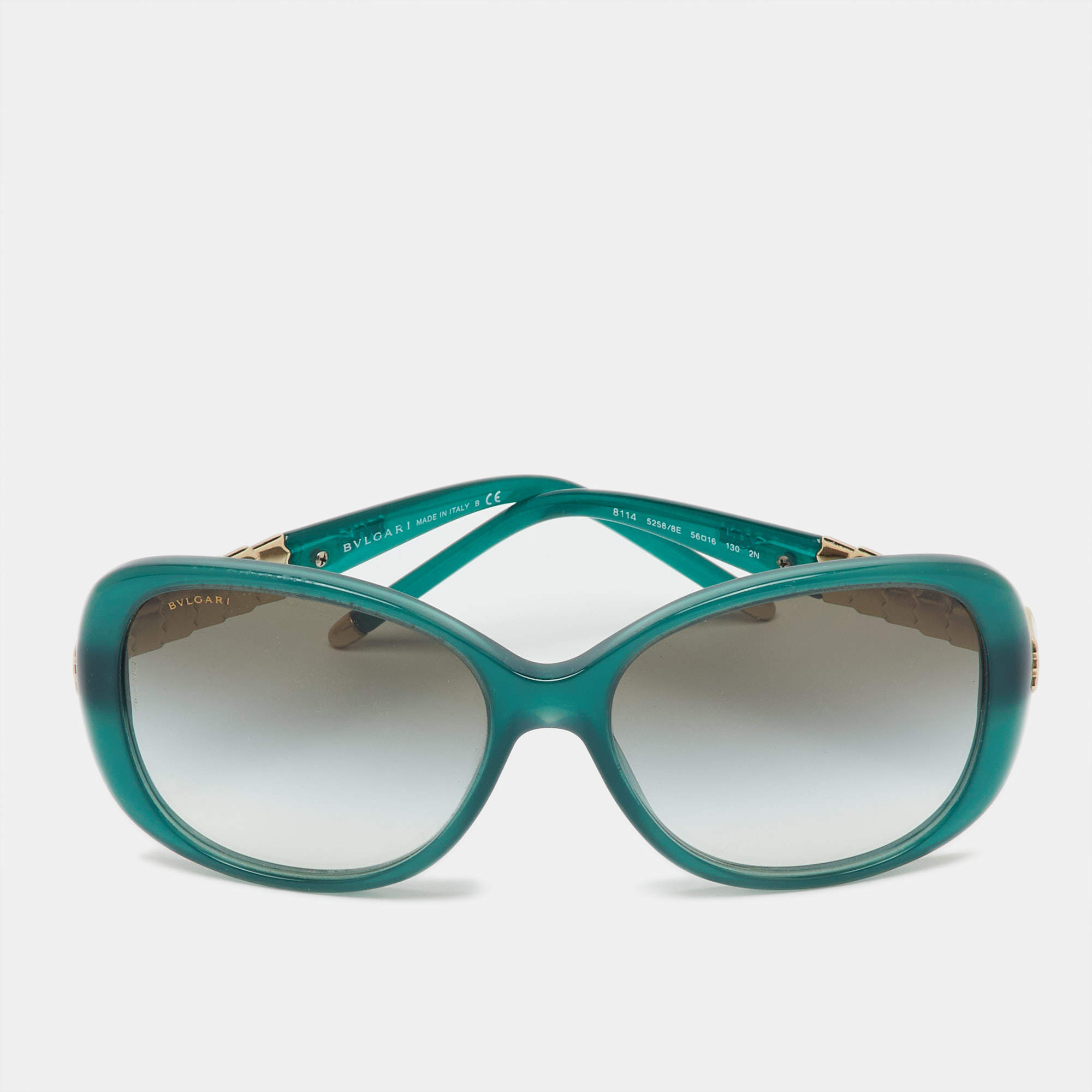 Pre Owned Bvlgari Green Gradien BV 8114 Serpenti Rectangle Sunglasses