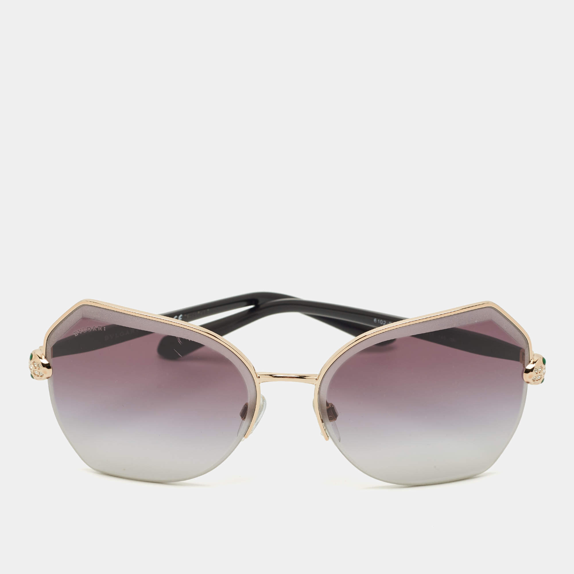 Pre Owned Bvlgari Black Gradient 6102 B Serpenti Cat Eye Sunglasses