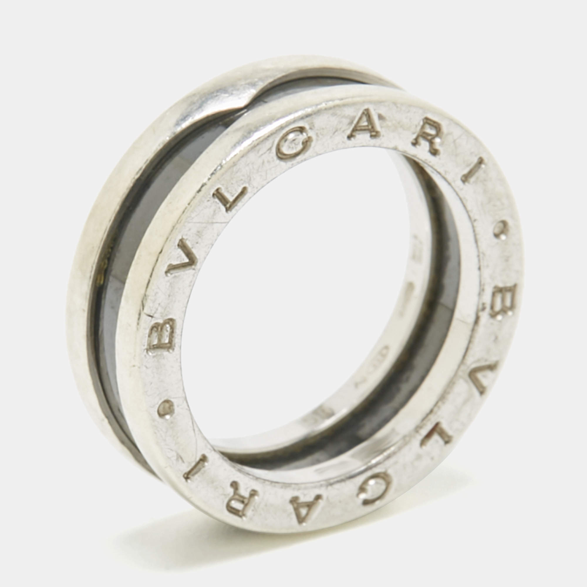 Pre Owned خاتم بلغاري سيف ذا تشيلدرن سيراميك وفضة استرليني حجم 53