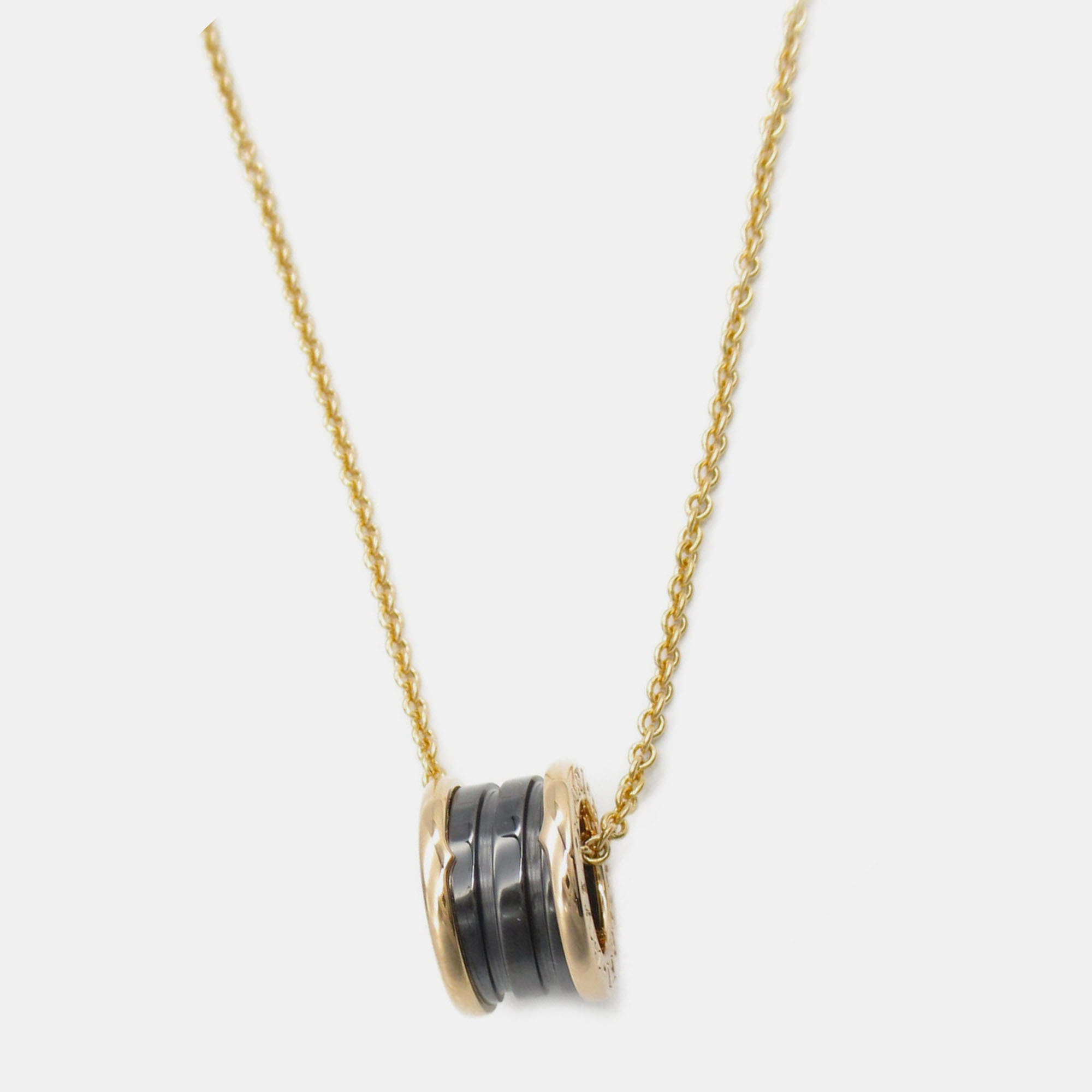 Pre Owned Bvlgari B.zero1 Black Ceramic 18K Rose Gold Pendant Necklace