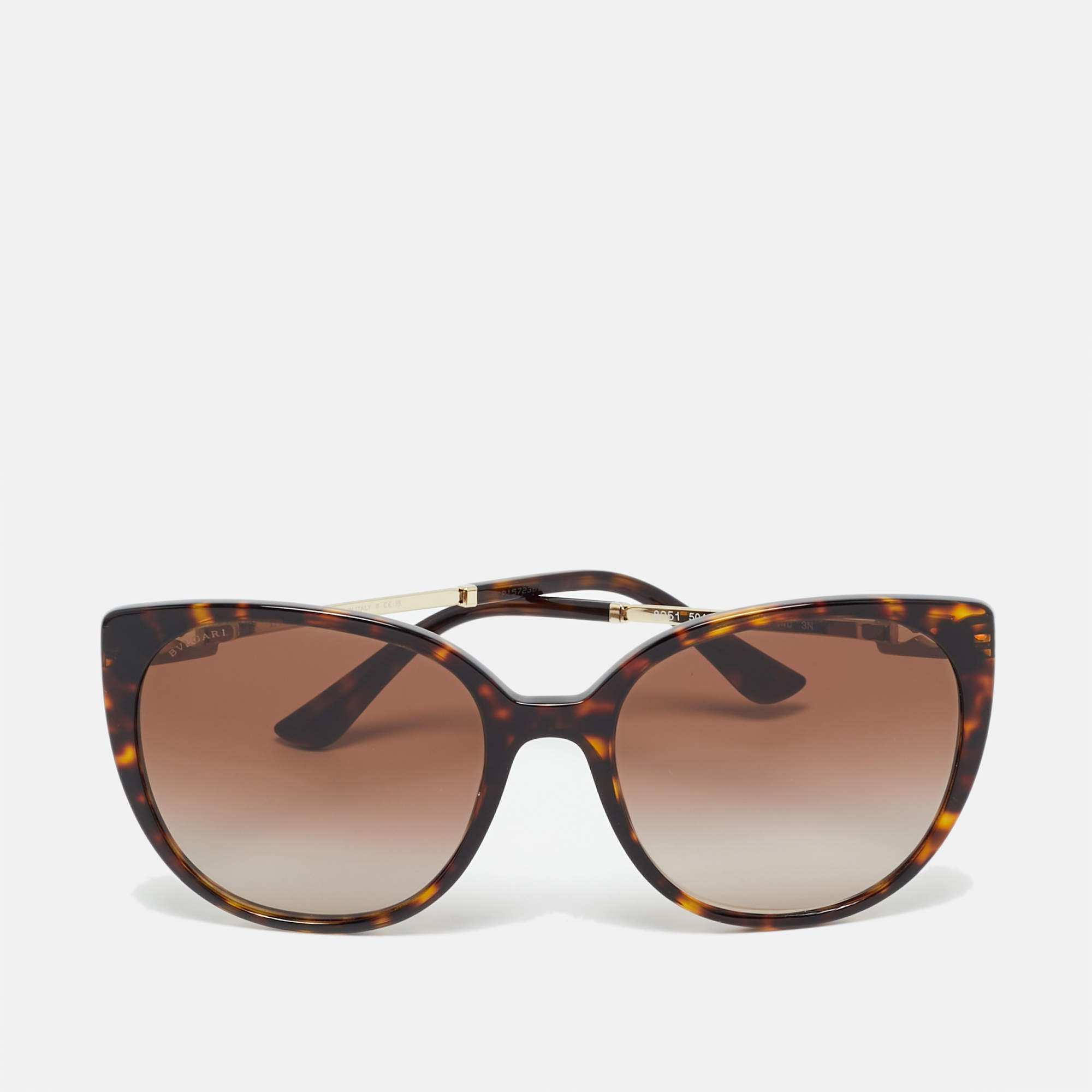 Pre Owned Bvlgari Tortoise Brown Gradient BV 8251 Cat Eye Sunglasses