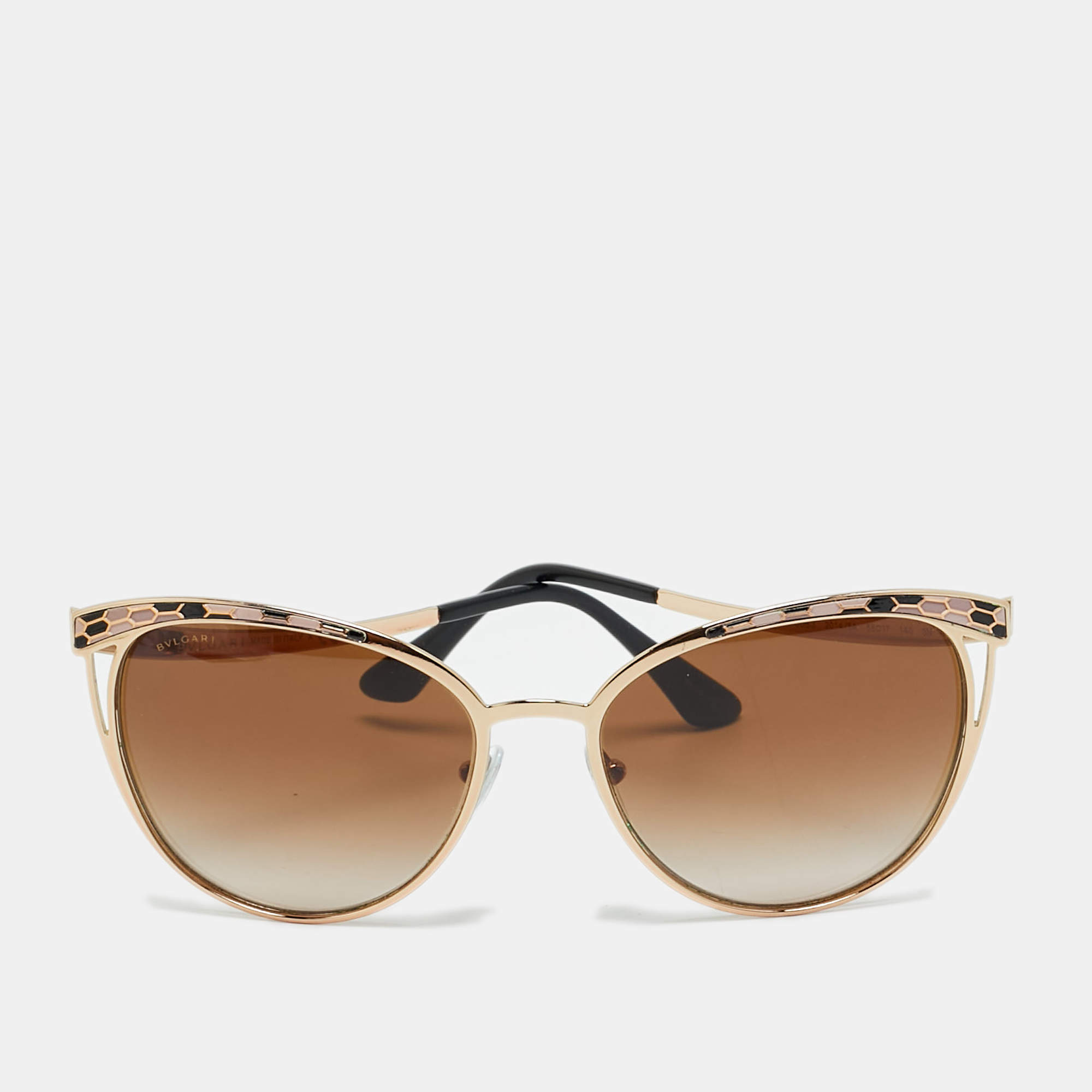مملوكة مسبقًا Bvlgari Gold Tone/Brown Gradient 6083 Panthos Cat Eye Sunglasses