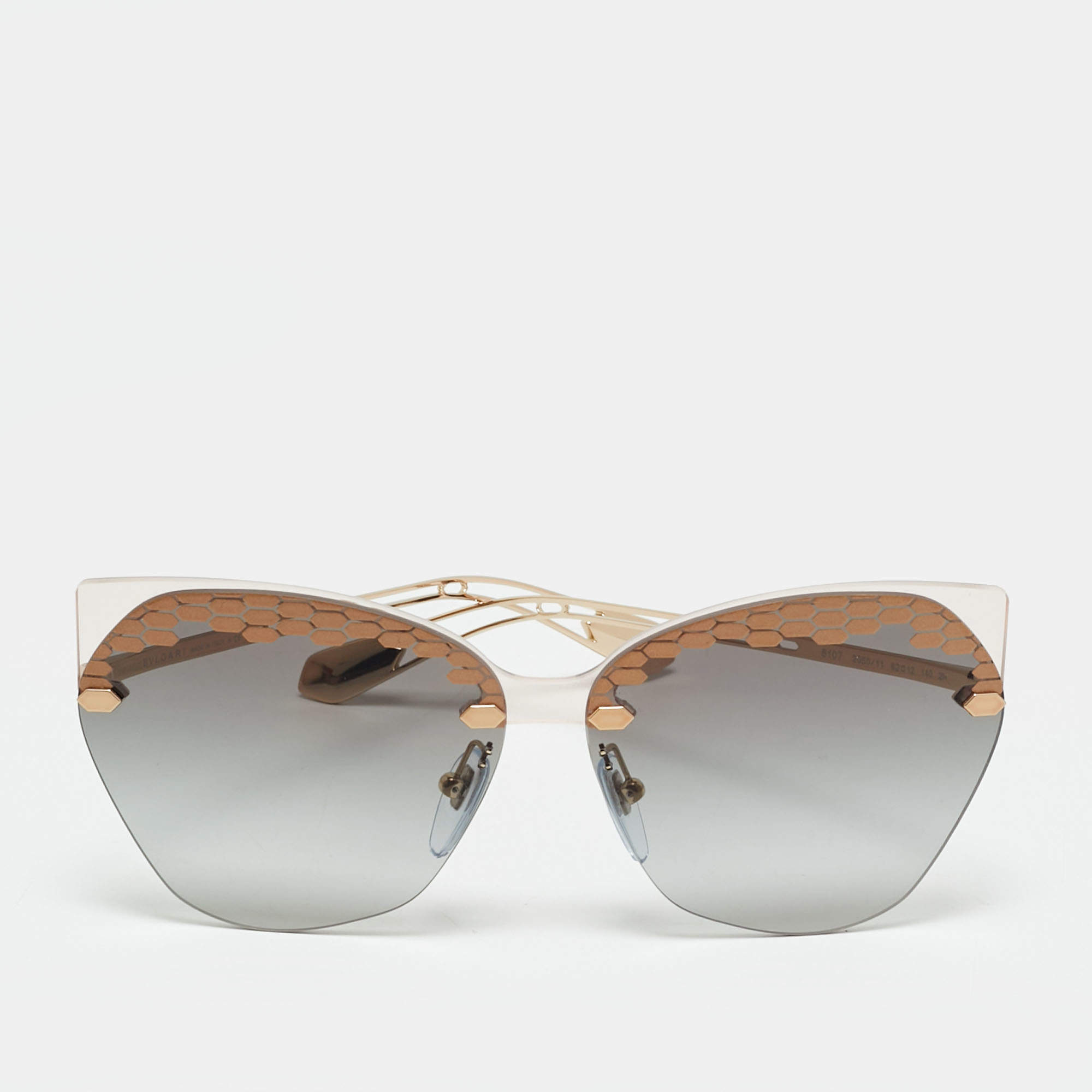 Pre Owned Bvlgari Black/Gold Gradient 6107 Irregular Cat Eye Sunglasses