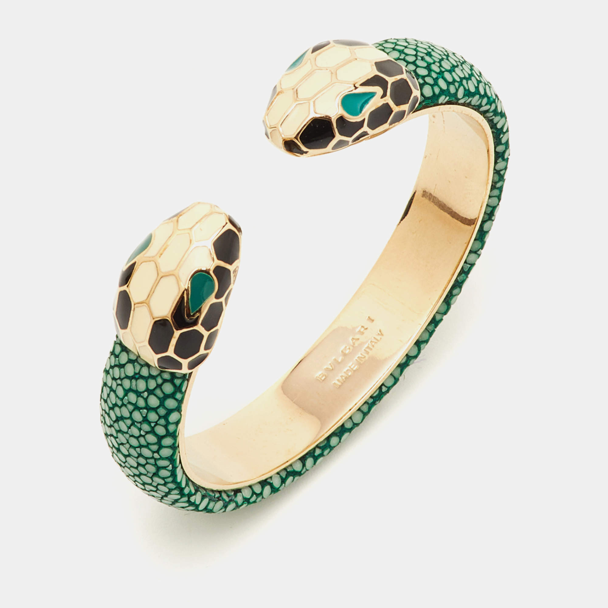 Pre Owned سوار بلغاري سيربانتي فوريفر جلد مطلي بالمينا ذهبية اللون