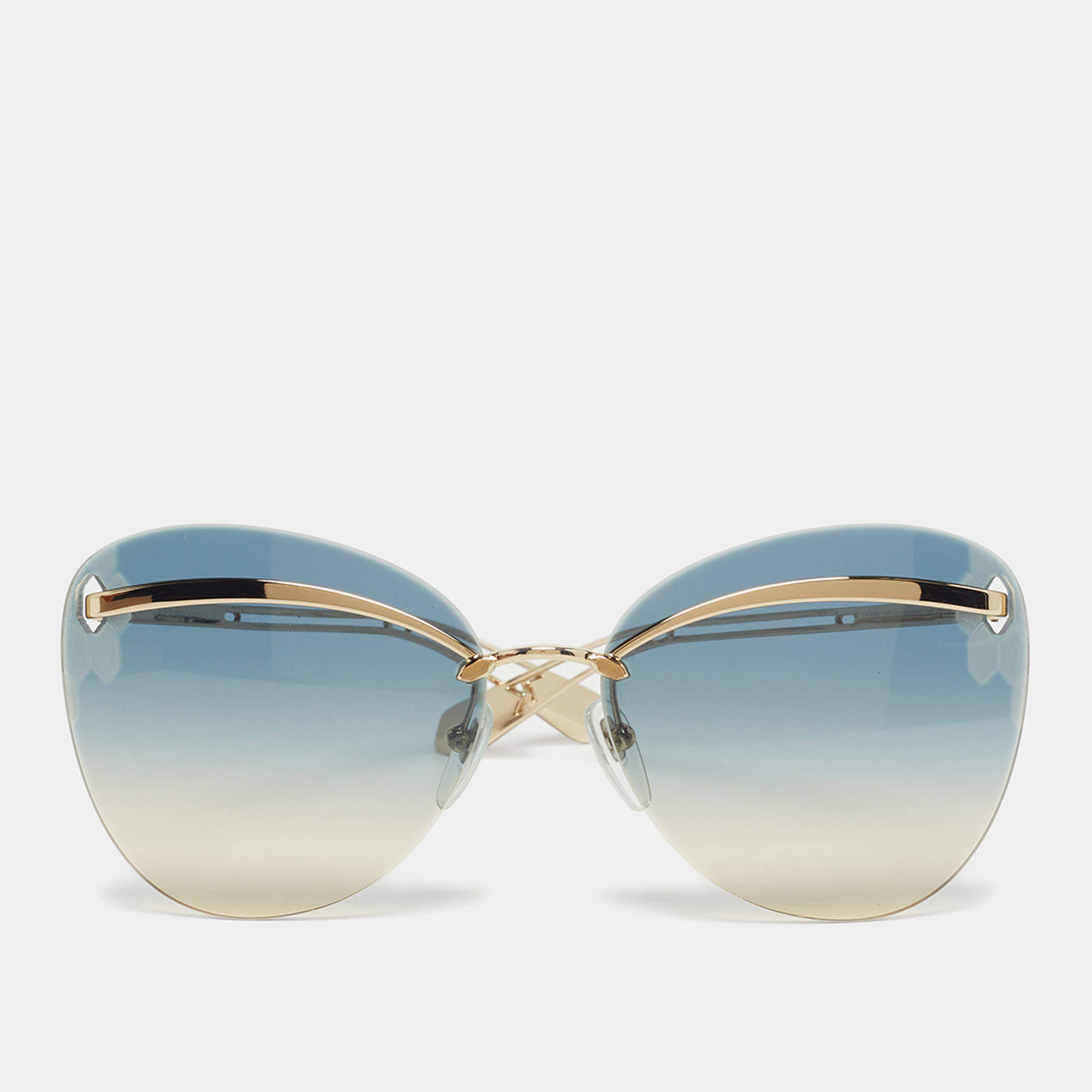 مملوكة مسبقًا Bvlgari Gold Tone/Blue Gradient 6130 Butterfly Sunglasses