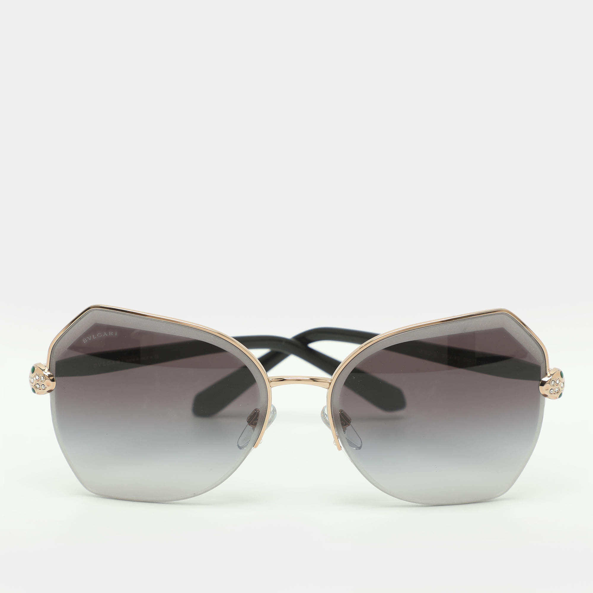 Pre Owned Bvlgari Black Gradient BV 6102-B Serpenti Semi-Rimless Butterfly Sunglasses