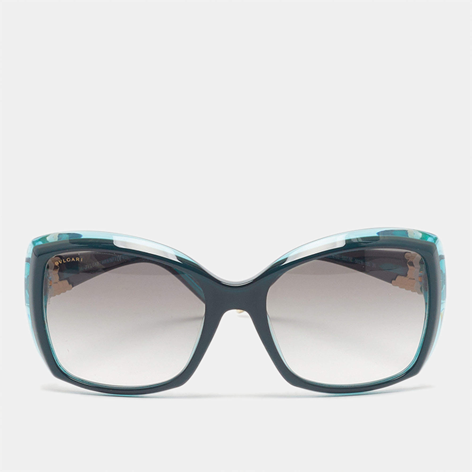 Pre Owned Bvlgari Green Gradient 8133 Frame Butterfly Sunglasses