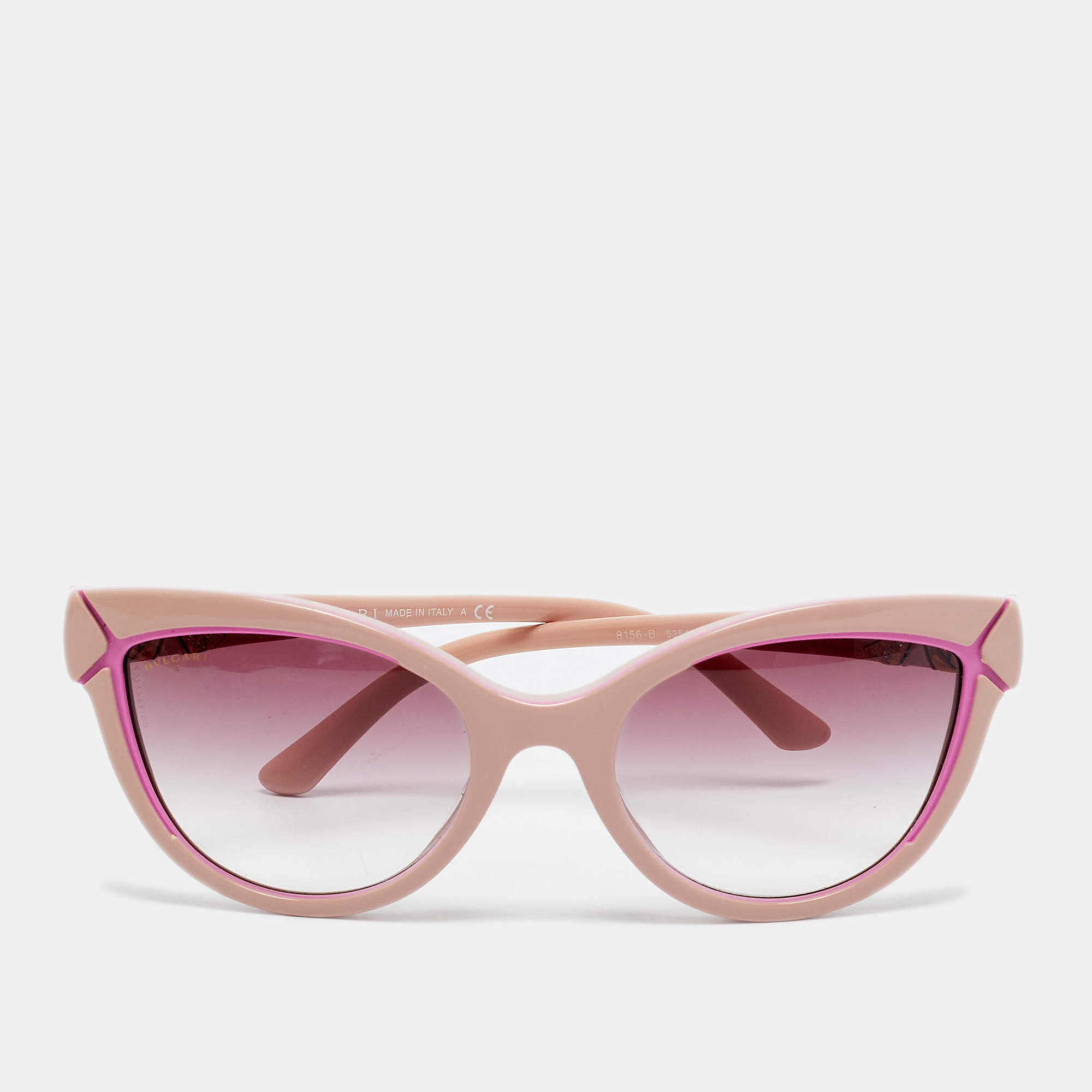 مملوكة مسبقًا Bvlgari Pink Gradient 8156 B Crystal Embellished Cat Eye Sunglasses