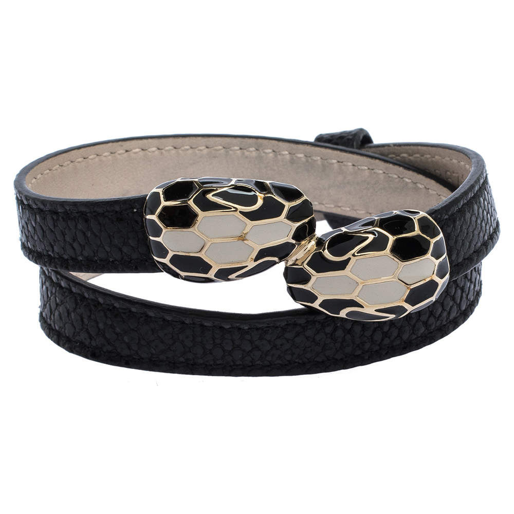 Bvlgari Black Serpenti Forever Karung Skin Multi Coiled Bracelet