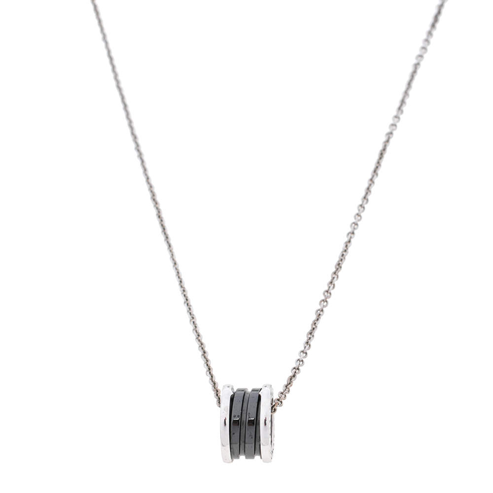 Pre Owned Bvlgari Save the Children Black Ceramic Silver Pendant Necklace