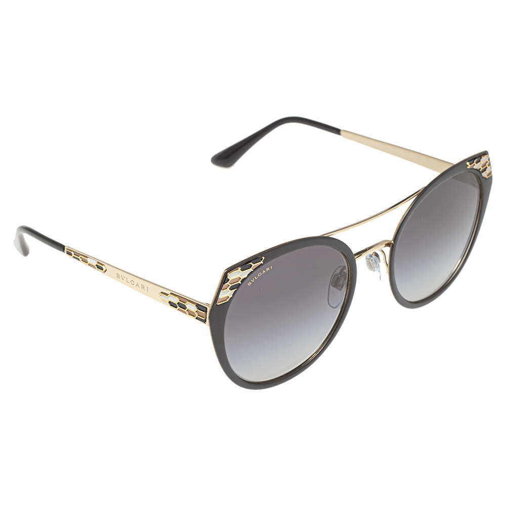 Bvlgari Black Acetate Serpenti 6095 Gradient Cat Eye Sunglasses