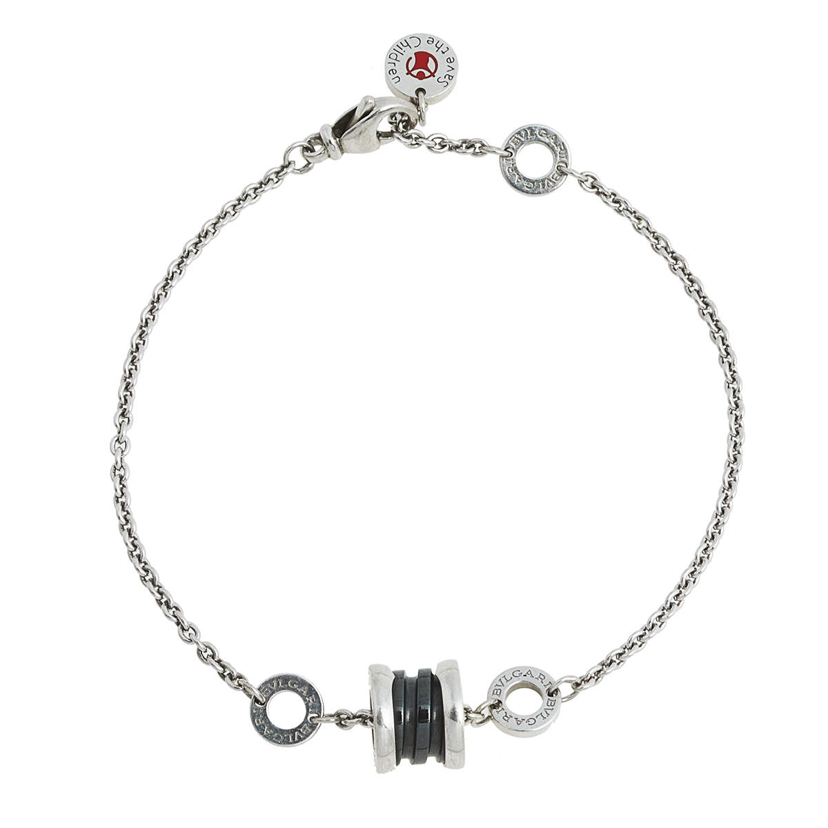 Bvlgari B.Zero1 Save the Children Black Ceramic Sterling Silver Bracelet M/L