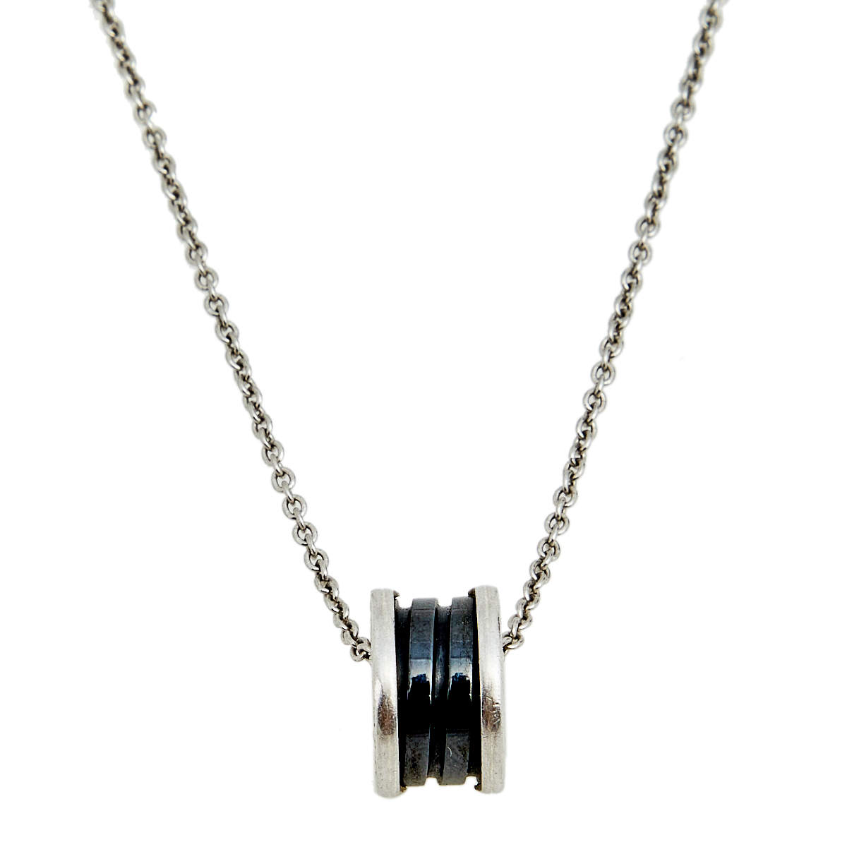 Bvlgari Save the Children Black Ceramic and Silver Pendant Necklace