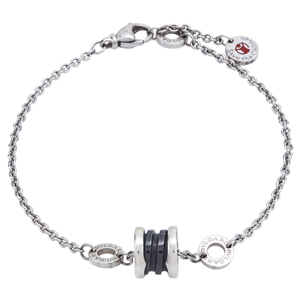 Bvlgari B.Zero1 Save the Children Black Ceramic Sterling Silver Bracelet SM