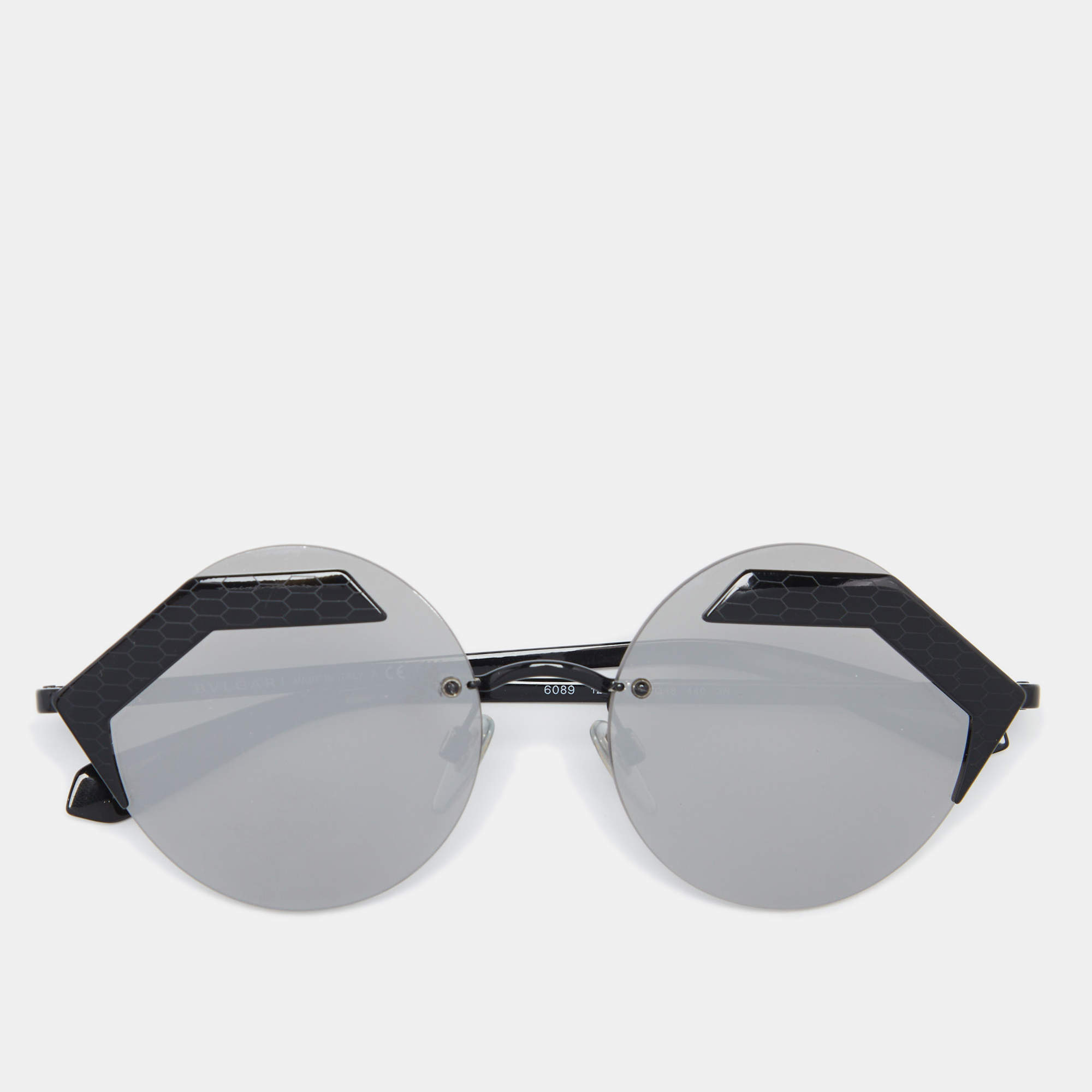 Bvlgari Black 6089 Round Mirrored Sunglasses