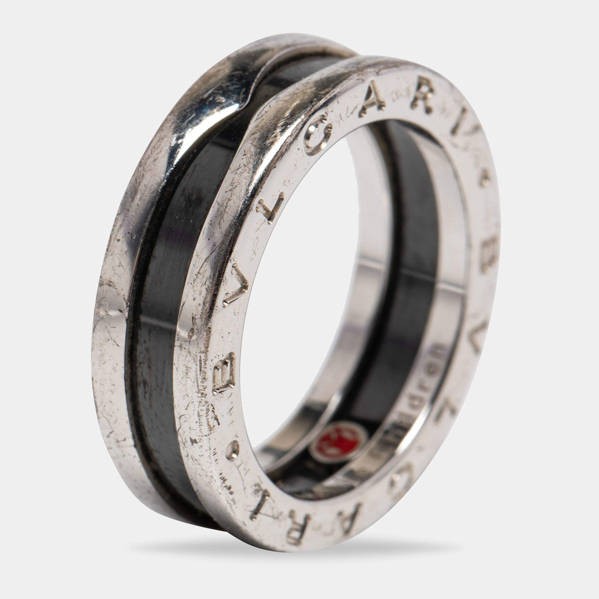 Bvlgari B.Zero1 Save The Children Ceramic Sterling Silver Ring Size 55