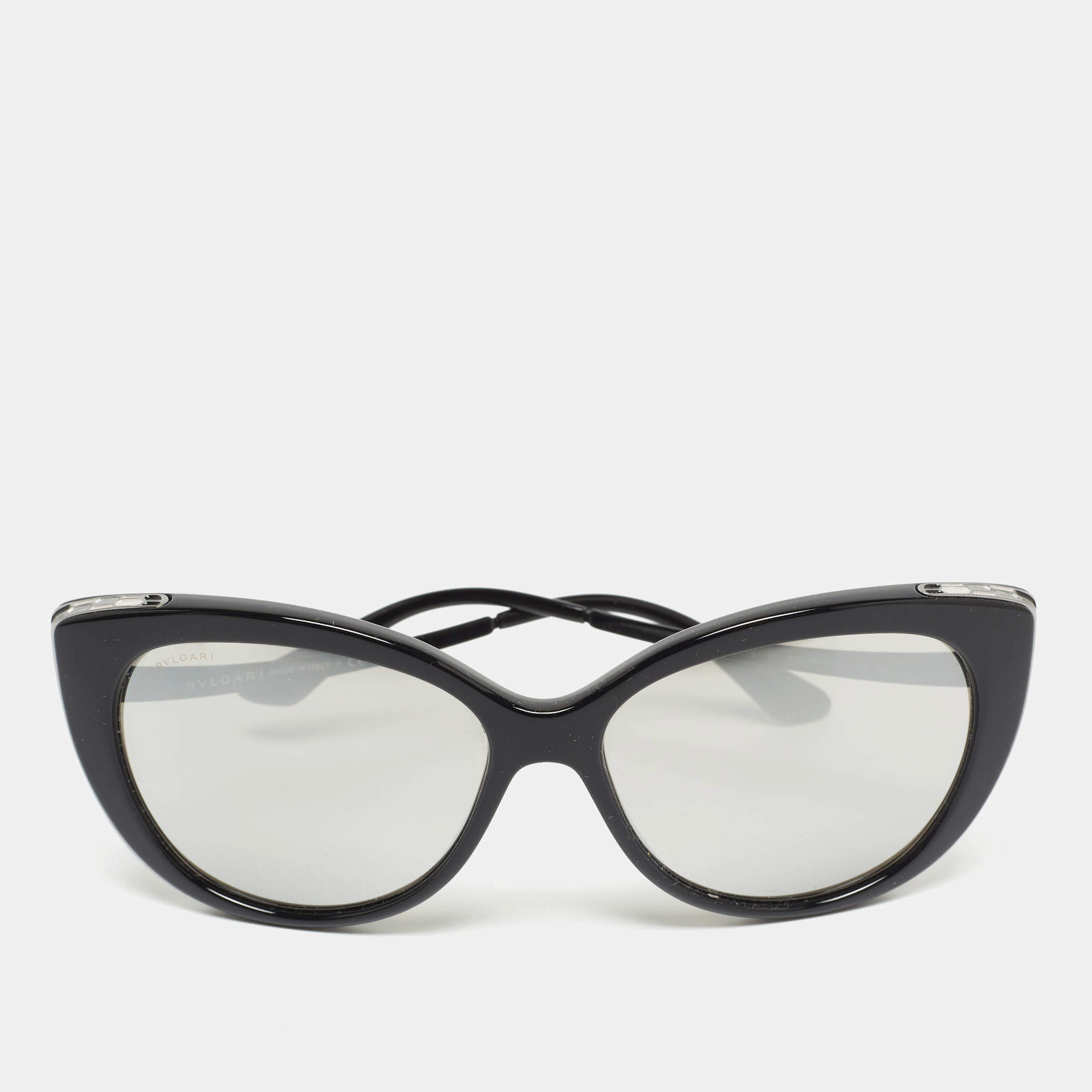 Bvlgari Black/Grey Serpenti 8178 Mirror Cat Eye Sunglasses
