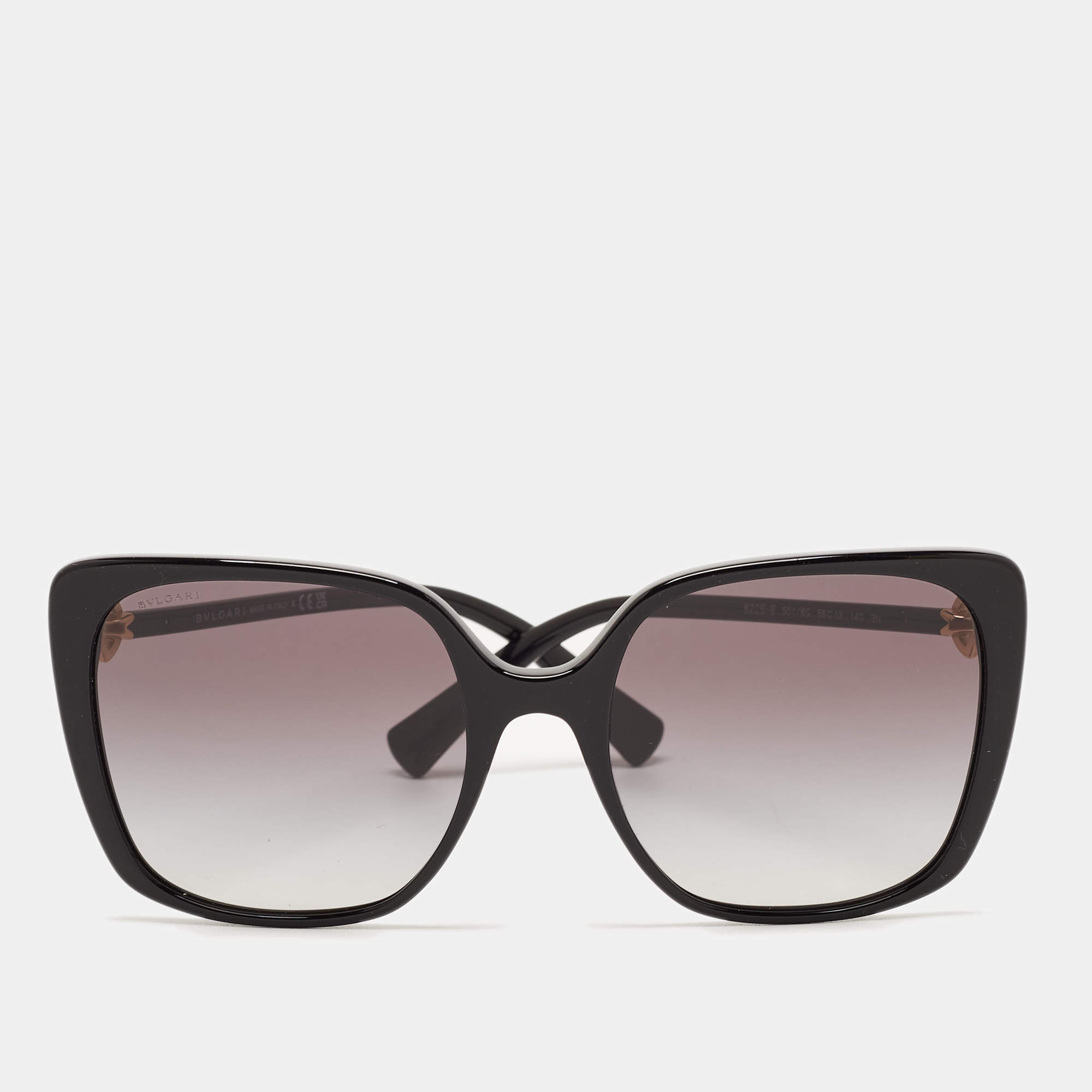 Pre Owned Bvlgari Black Gradient 8225-B Crystal Embellished Square Sunglasses