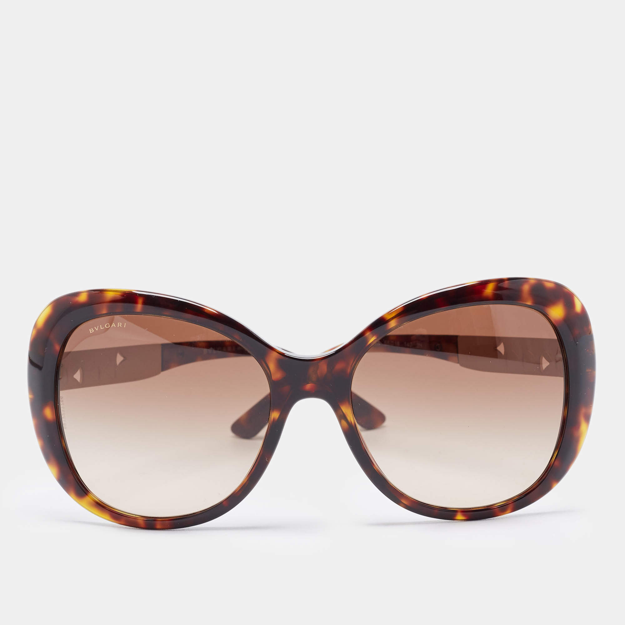 Pre Owned Bvlgari Brown Tortoise Gradient 8199-B Oversized Sunglasses
