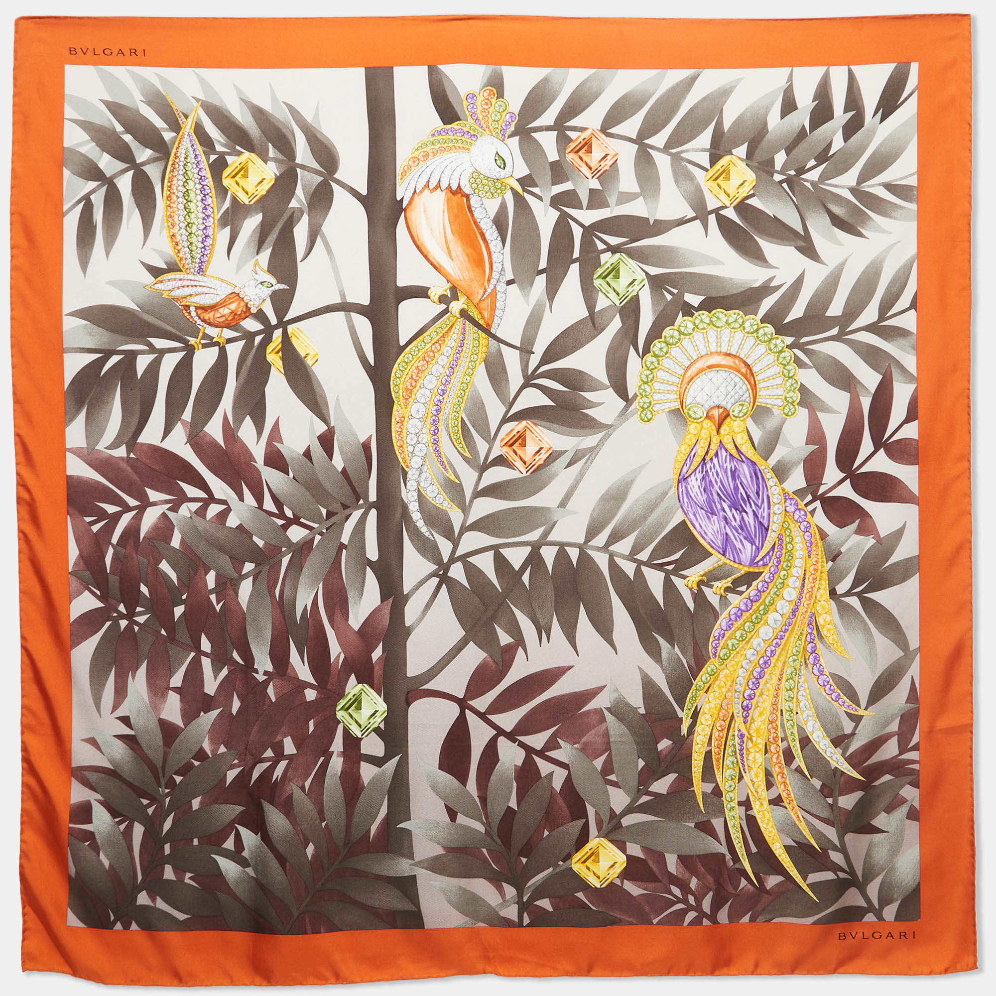 Pre Owned Bvlgari Multicolor Printed Silk Square Scarf 