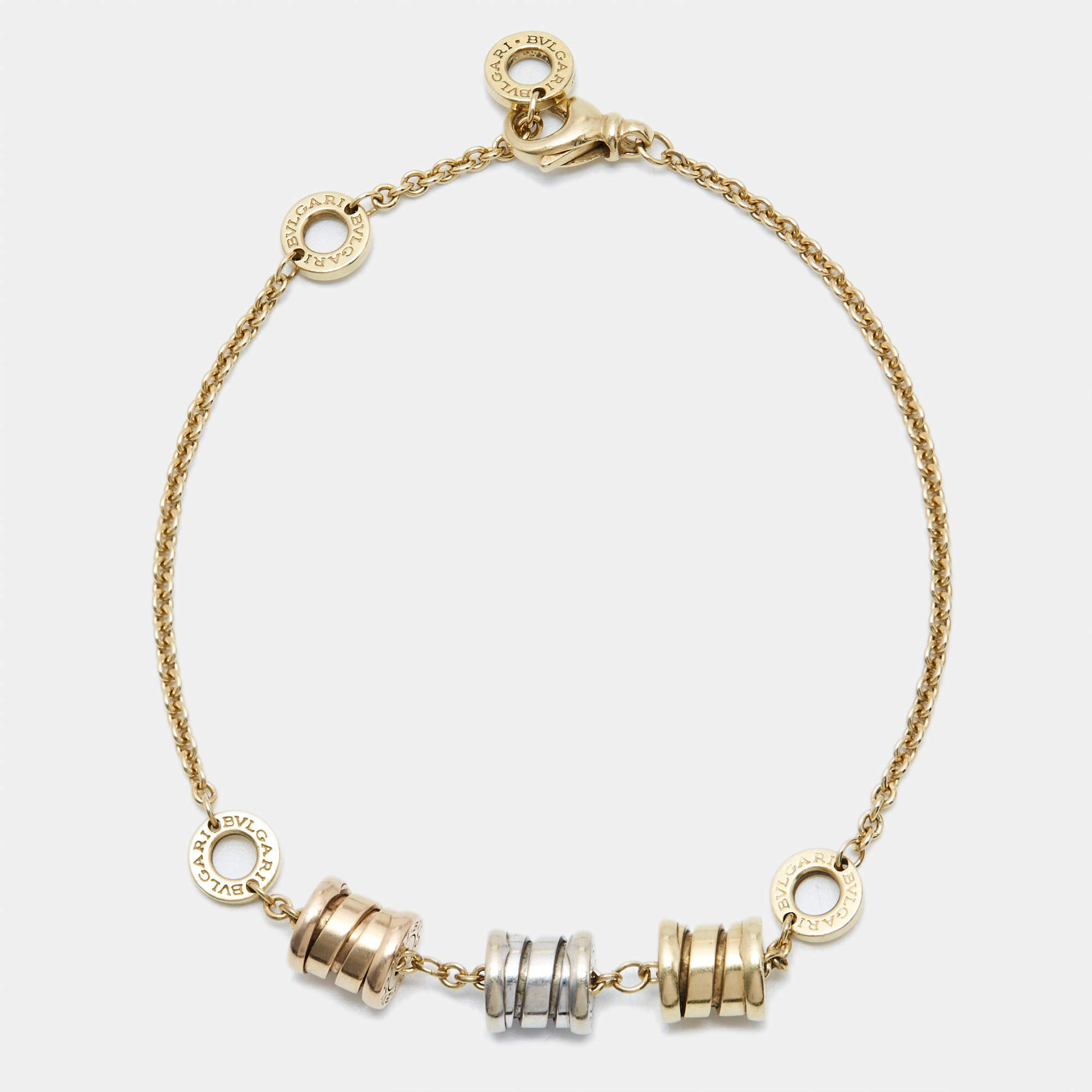Pre Owned Bvlgari B.Zero1 18k Three Tone Gold Bracelet