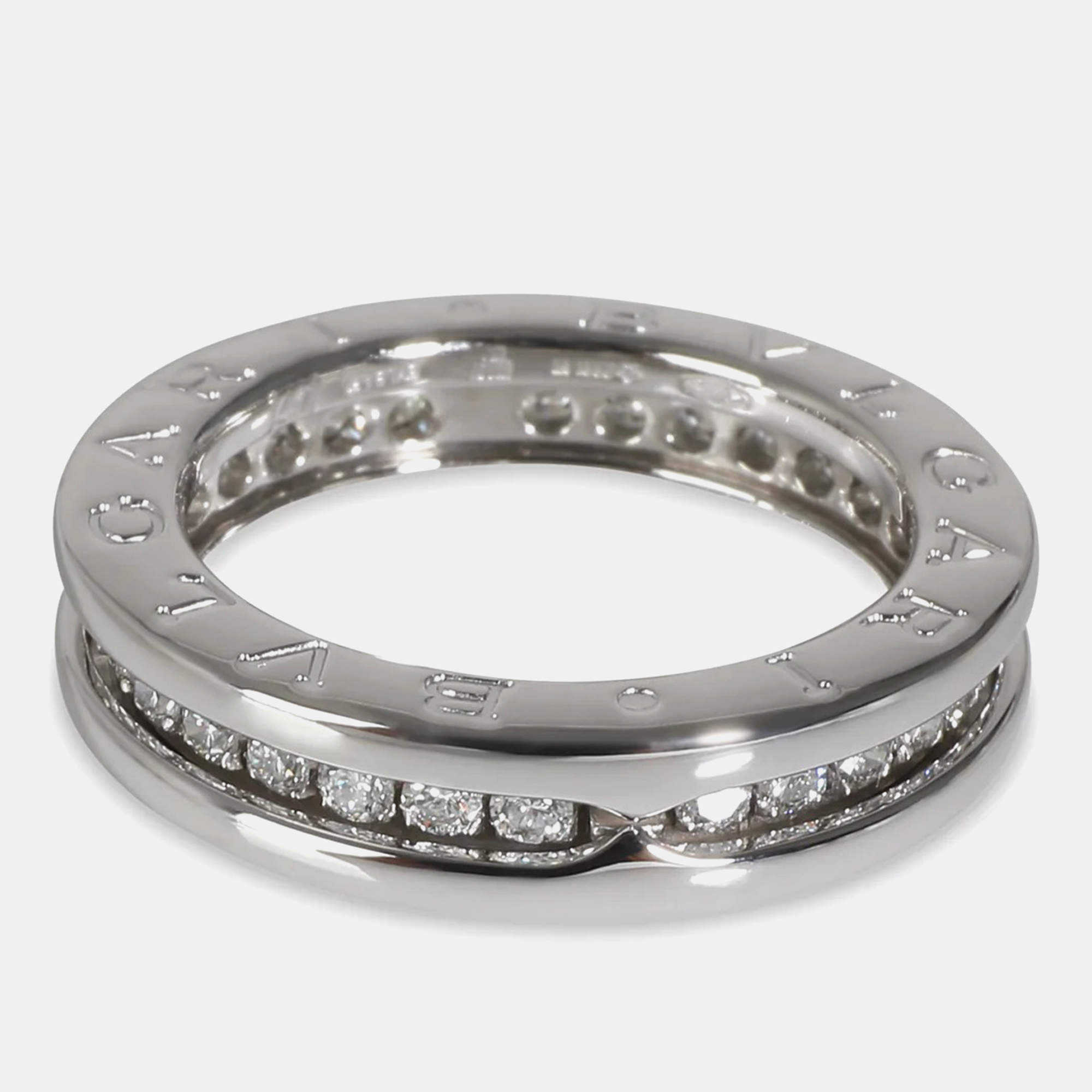 Bvlgari 18k White Gold and Diamond B.zero1 Band Ring EU 47