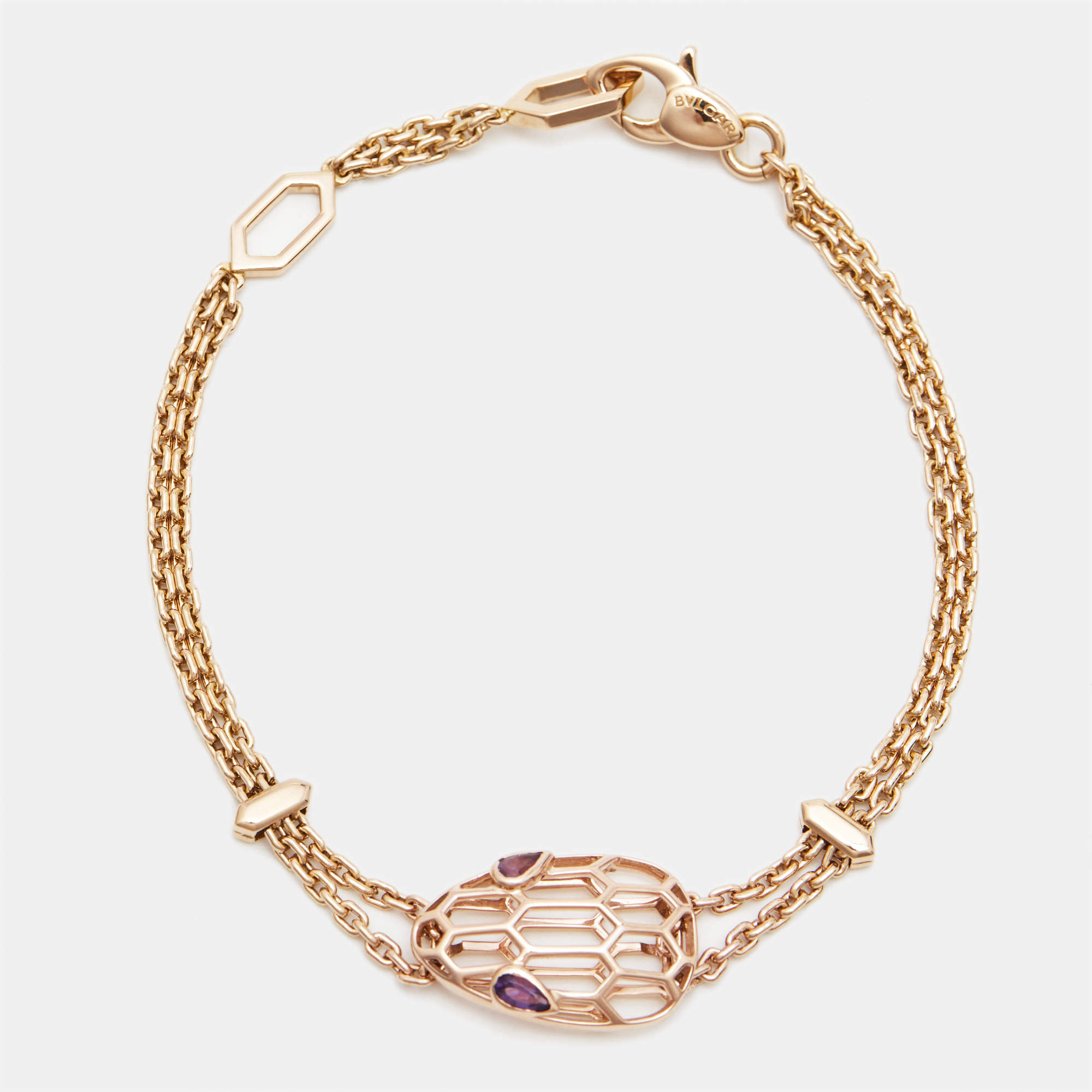 Pre Owned Bvlgari Serpenti Amethyst 18K Rose Gold Bracelet SM