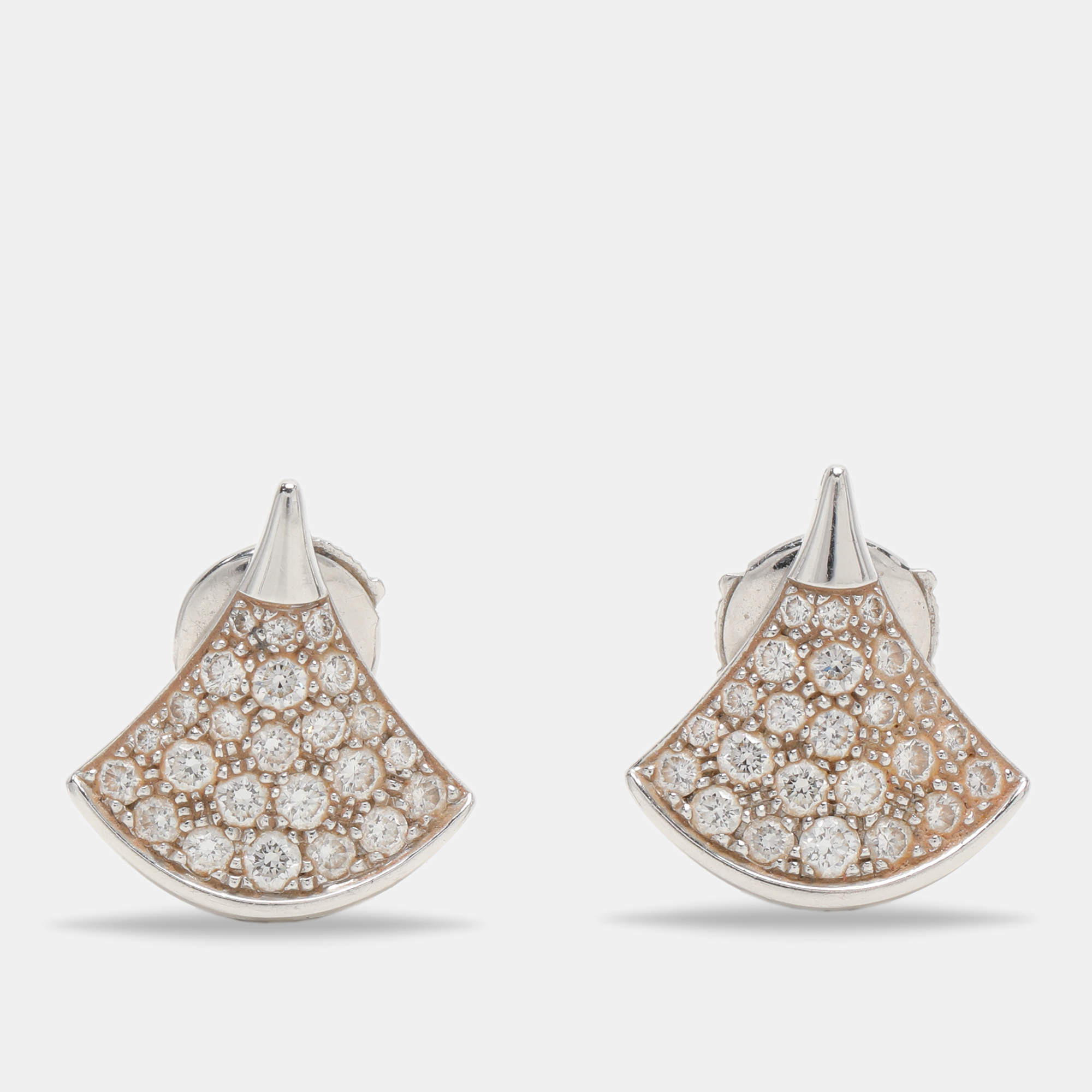 Bvlgari Divas' Dream Pavé Diamonds 18K White Gold Stud Earrings