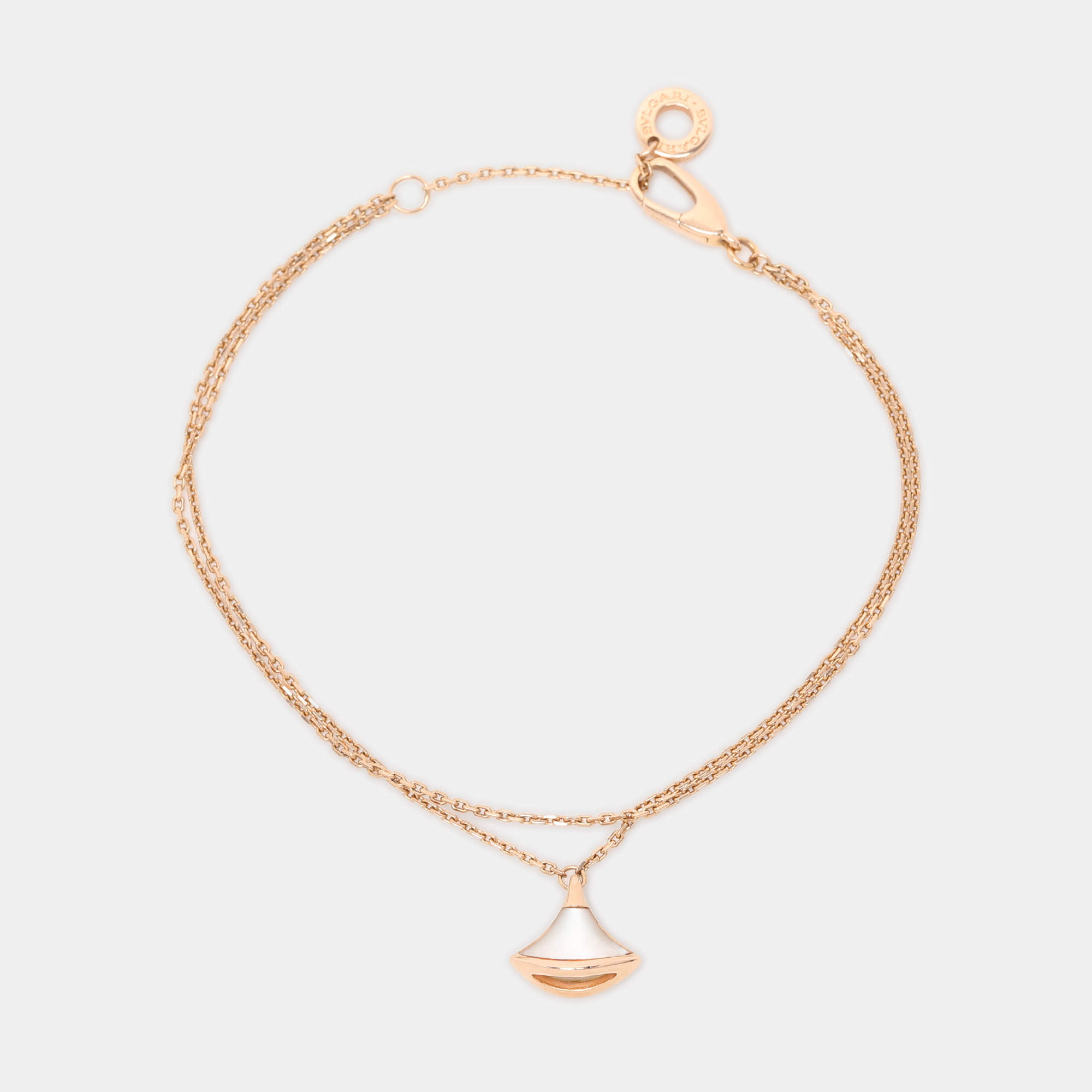 Pre Owned Bvlgari Divas’ Dream Mother of Pearl 18K Rose Gold Charm Bracelet SM