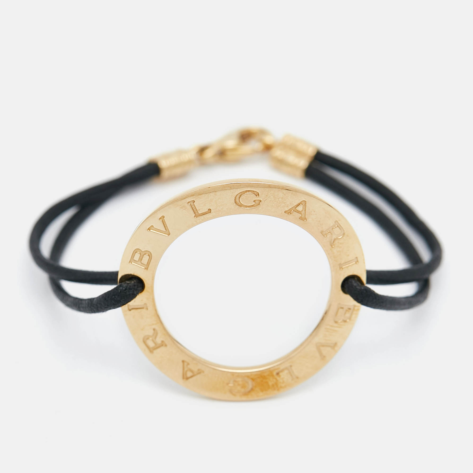 Pre Owned Bvlgari Bvlgari Circle 18k Yellow Gold Cord Bracelet