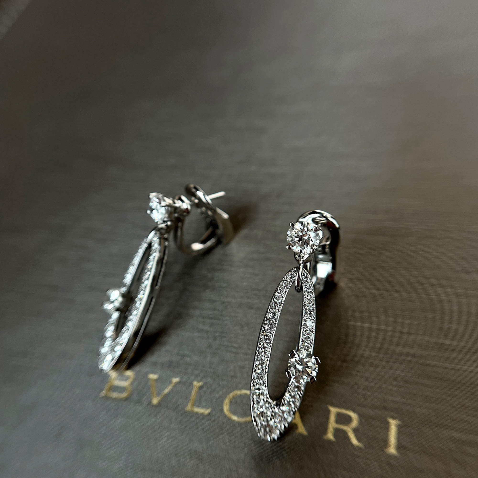 Bvlgari 18K White Gold and Diamond Elisia Earrings