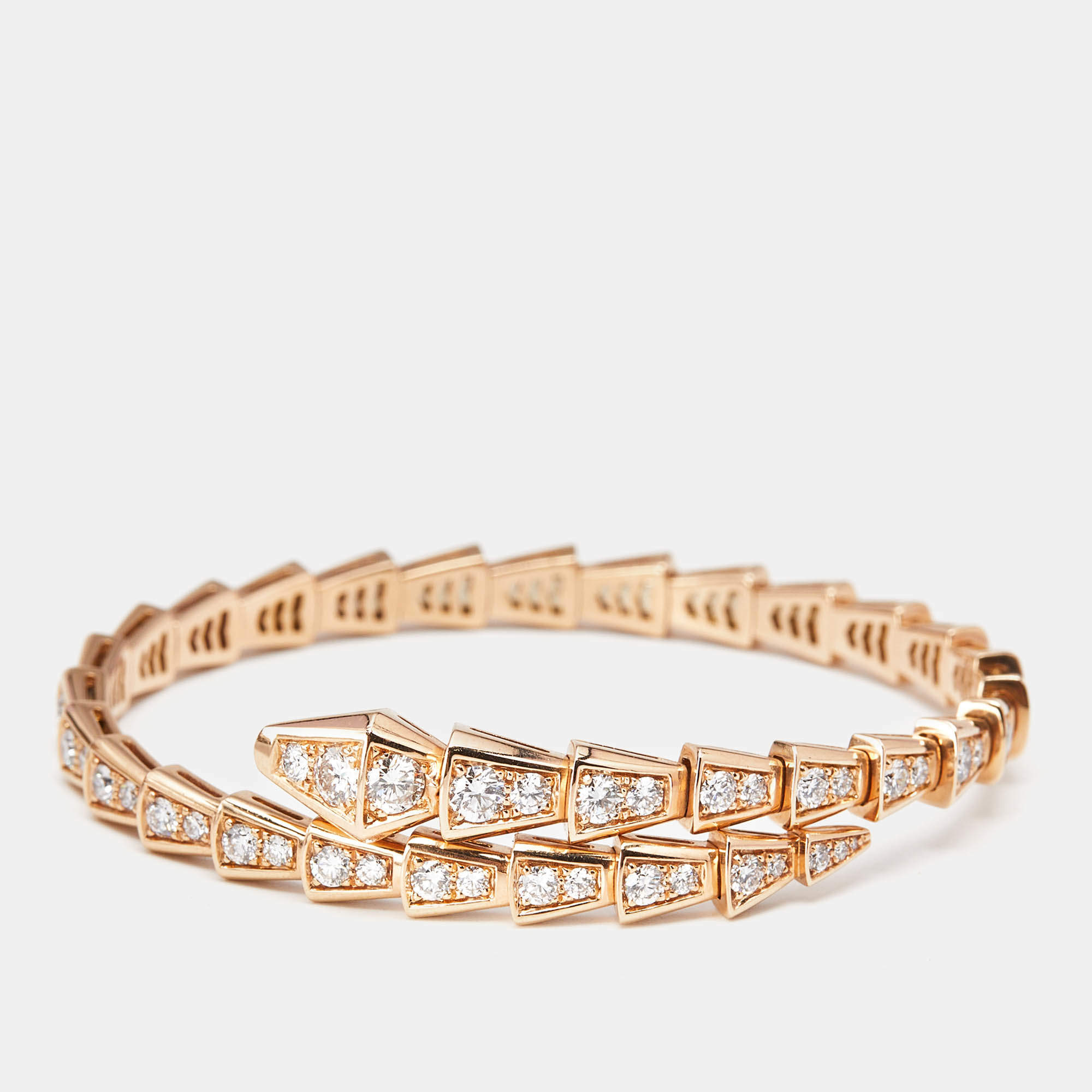 Bvlgari Serpenti Viper Diamonds 18k Rose Gold Bracelet M