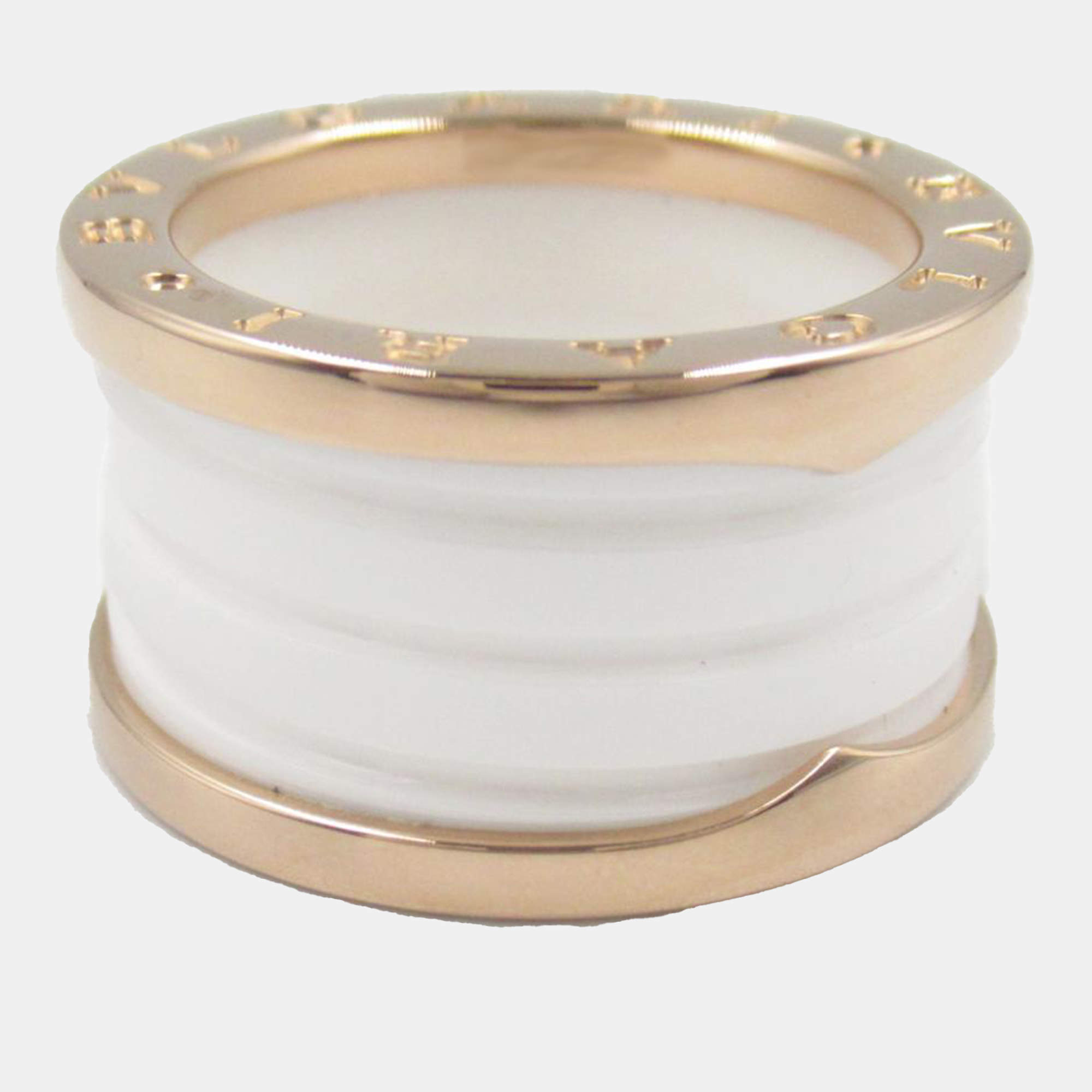 Bvlgari 18K Rose Gold and Ceramic B.Zero1 Band Ring EU 53