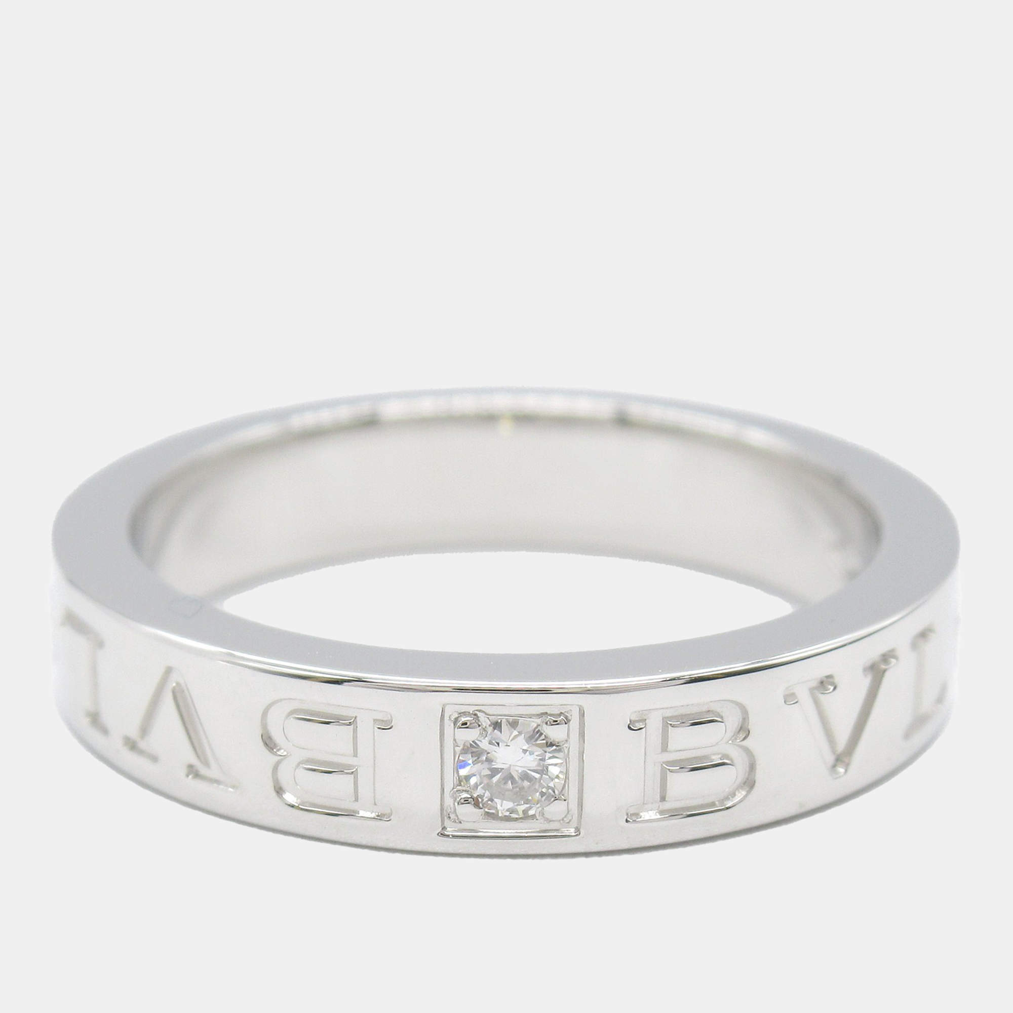 Bvlgari 18K White Gold and Diamond Bvlgari Bvlgari Band Ring EU 51